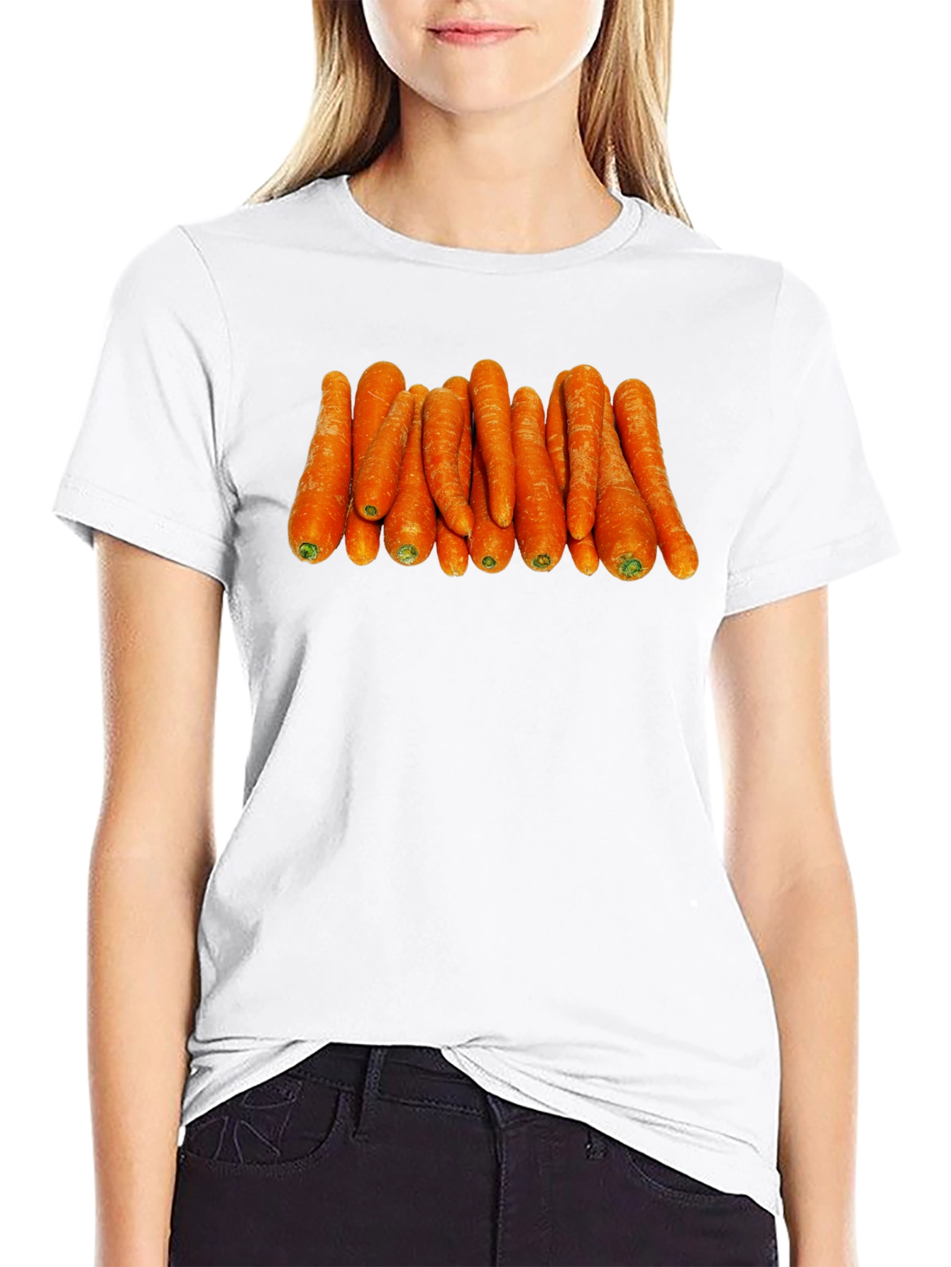 Black Funny Carrot Pattern Black T-Shirt view 9
