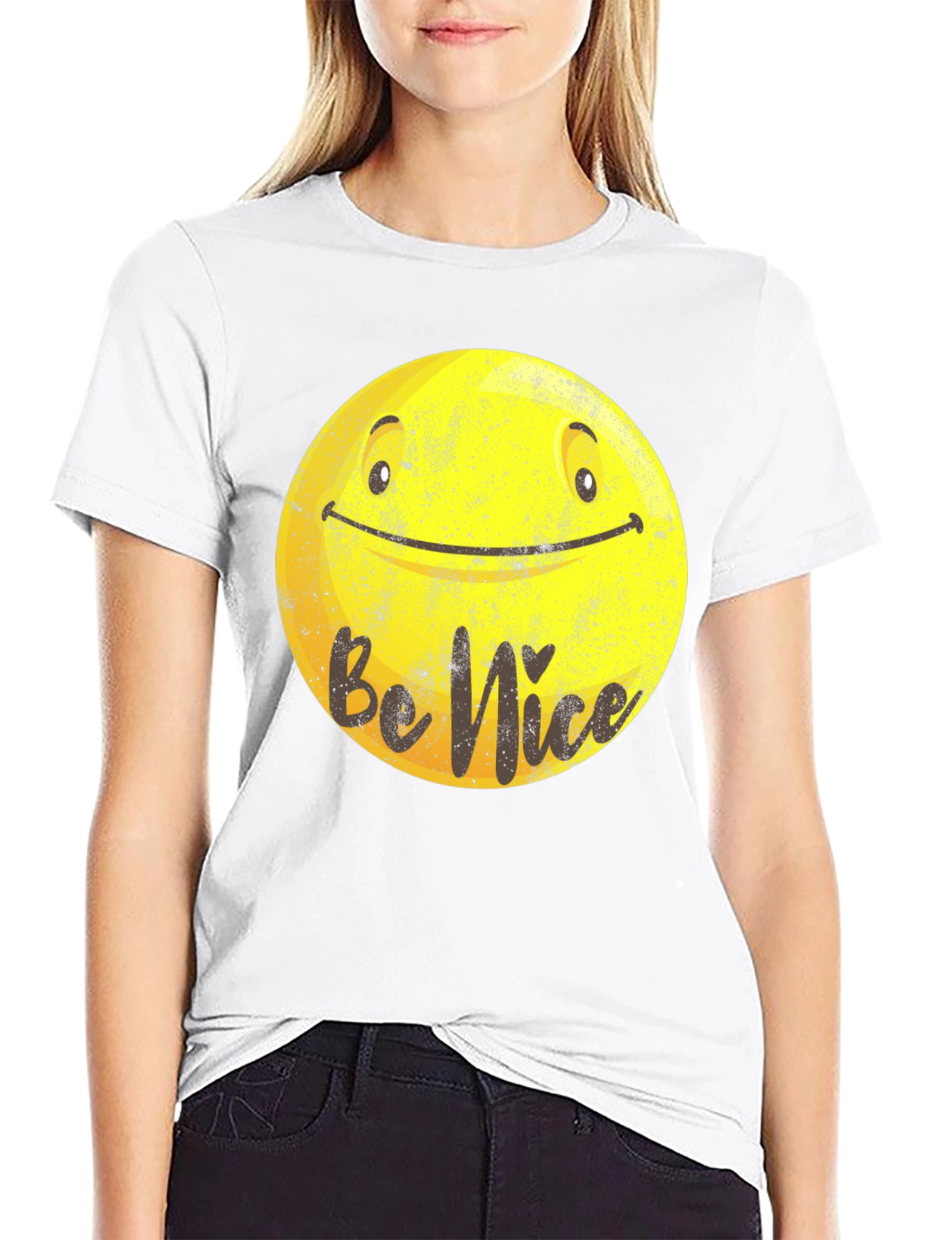 Black Be Nice Smiley Face Graphic T-Shirt view 9
