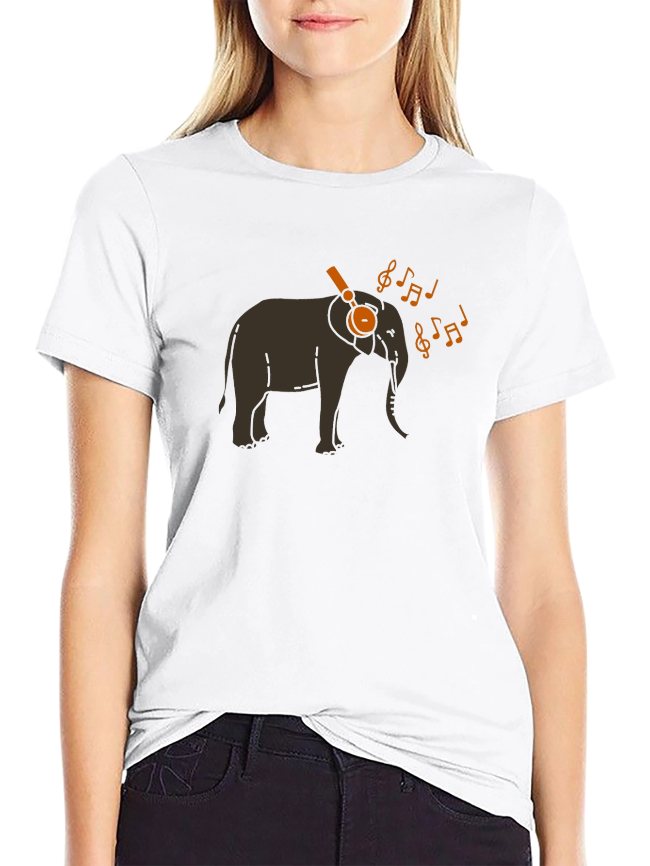 Black Musical Elephant Graphic T-Shirt - Cool Animal Tee view 9