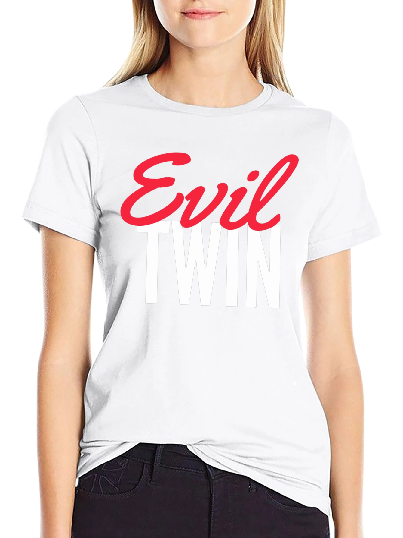 Black Evil Twin Graphic Tee - Trendy Statement T-Shirt view 9