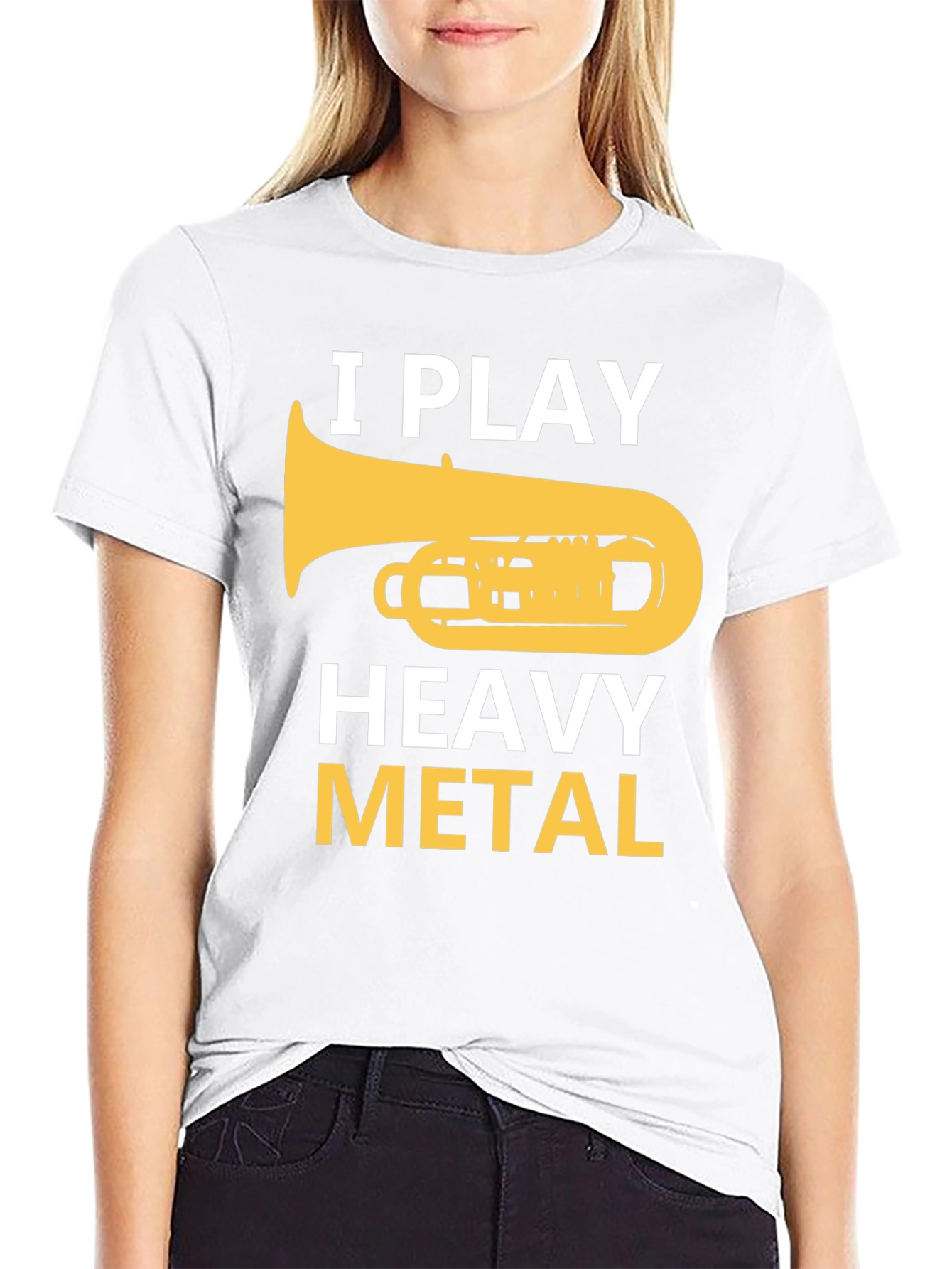 Black I Play Heavy Metal Tuba Funny Musician T-Shirt view 9