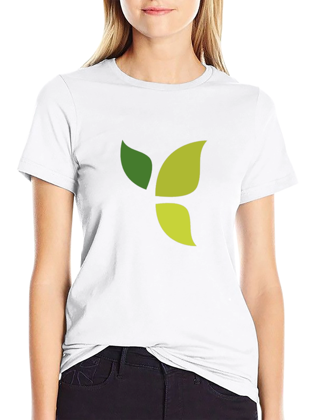 Black Green Leaf Graphic Black T-Shirt view 9