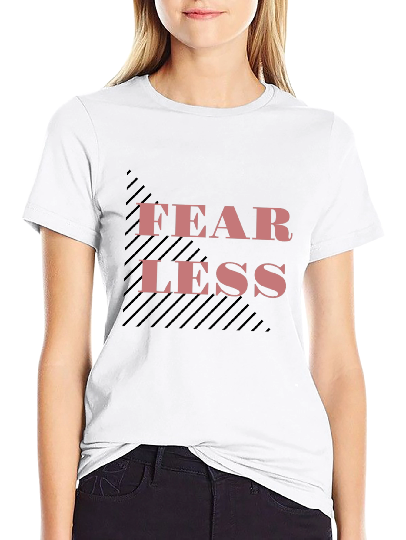 Black Fearless Graphic Tee - Black Cotton Blend view 9
