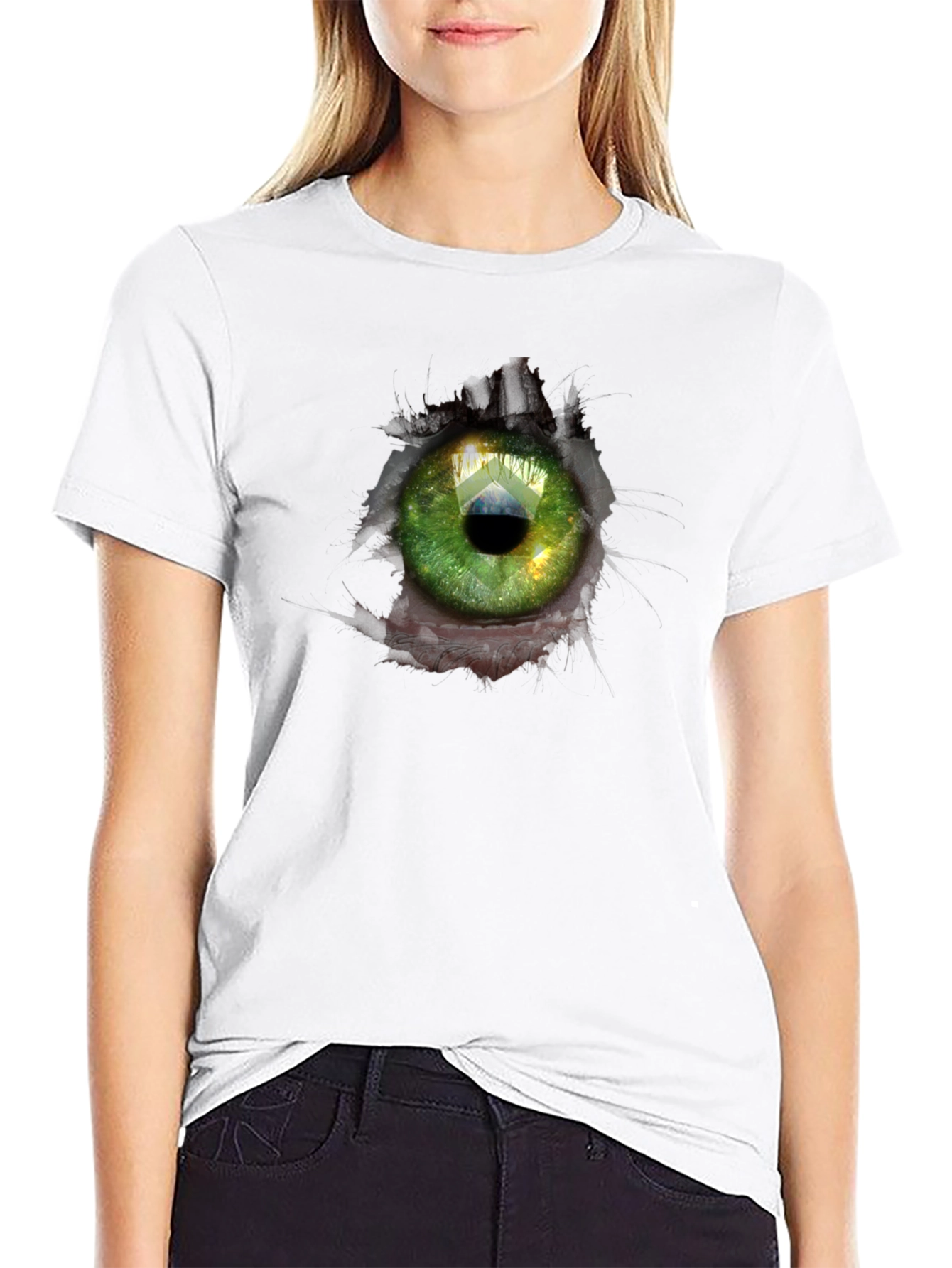 Black Surreal Eye Graphic Black T-Shirt view 9