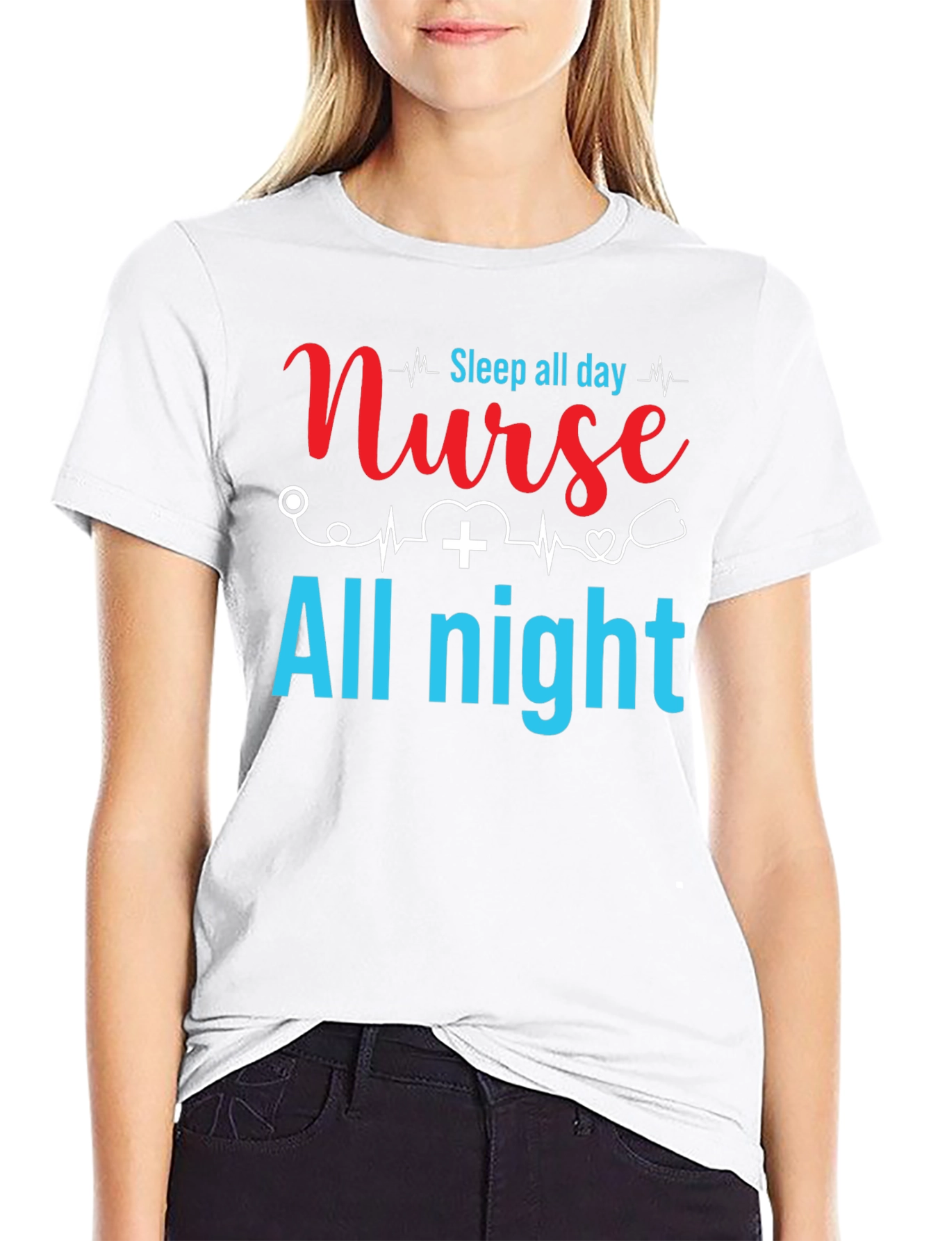 Black Nurse Sleep All Day T-Shirt view 9
