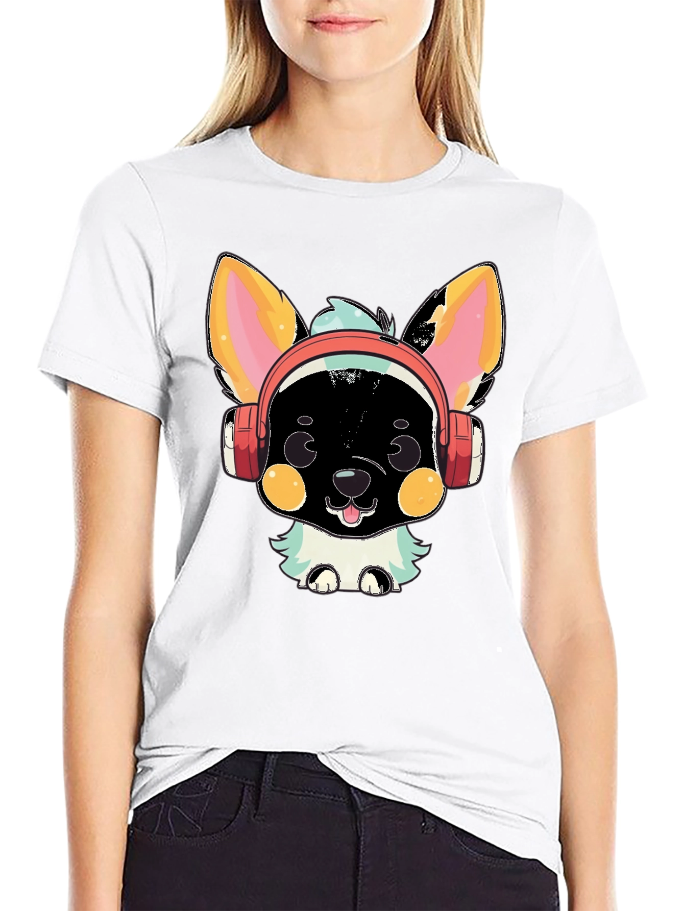 Black Cool Canine Beats T-Shirt view 9