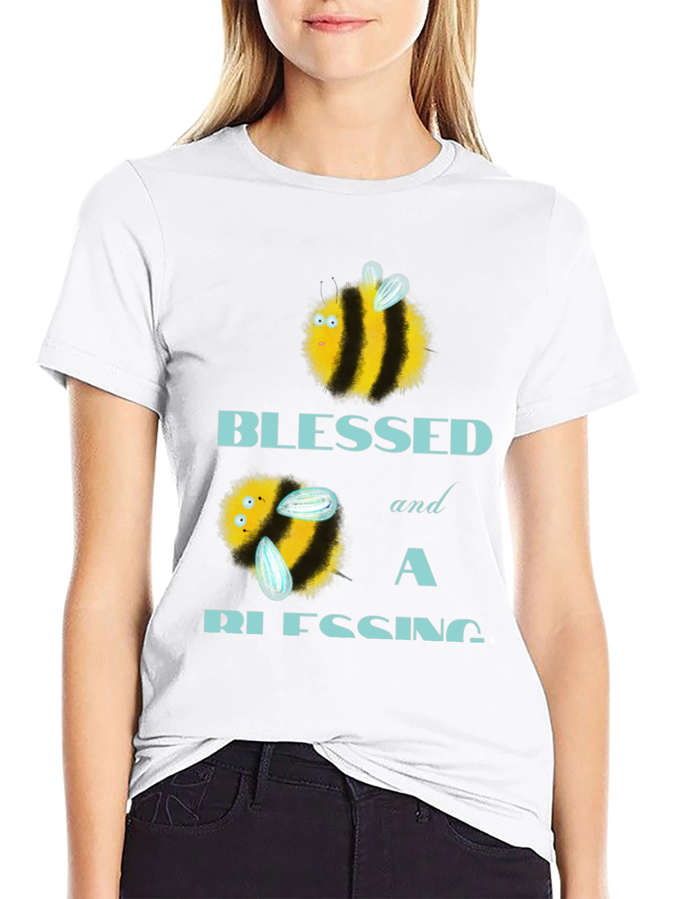 Black Blessed Bee T-Shirt - Cute Graphic Tee view 9