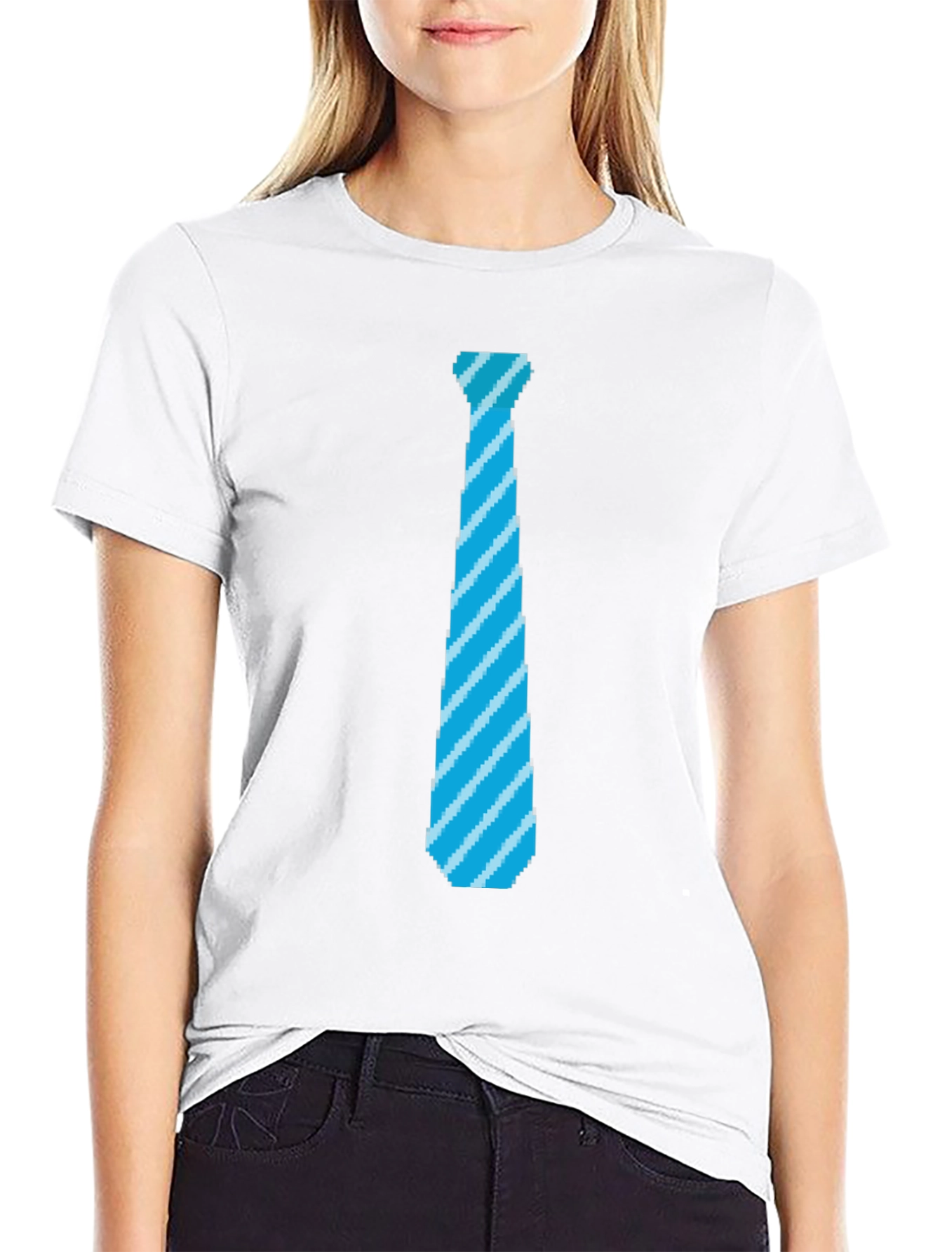 Black Pixel Tie Graphic T-Shirt - Fun Retro Design view 9