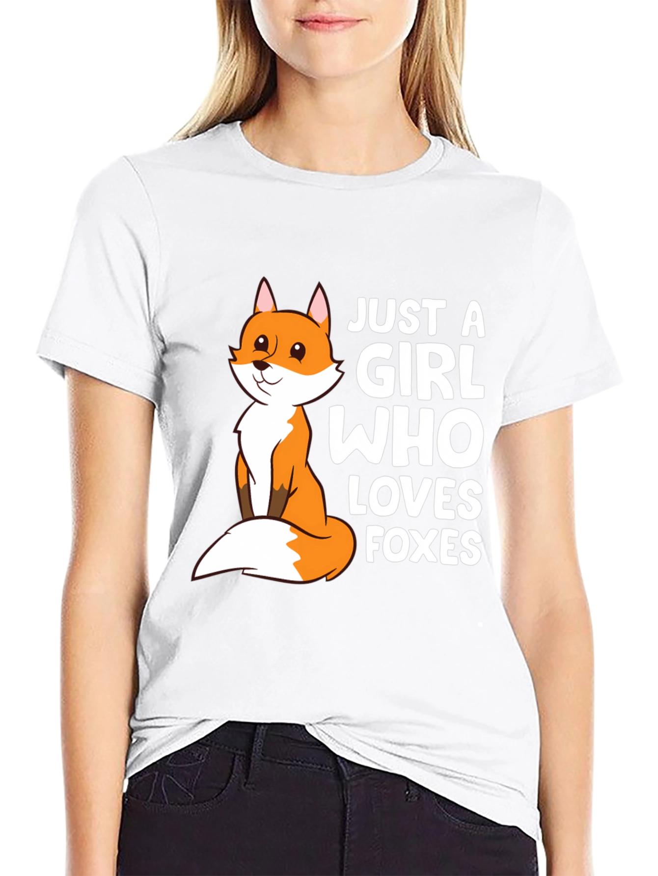 Black Just A Girl Who Loves Foxes T-Shirt Cute Fox Graphic Tee view 9