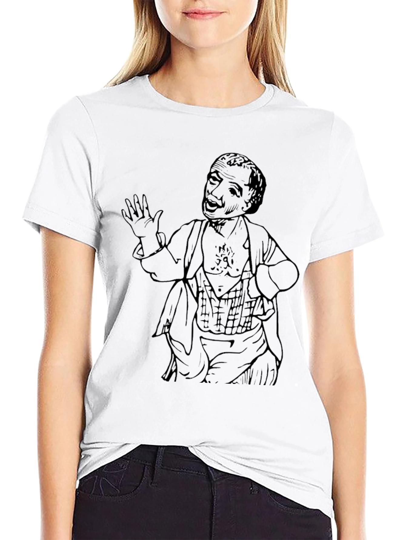 Black Vintage Graphic Tee - Comedian Sketch Black T-Shirt view 9