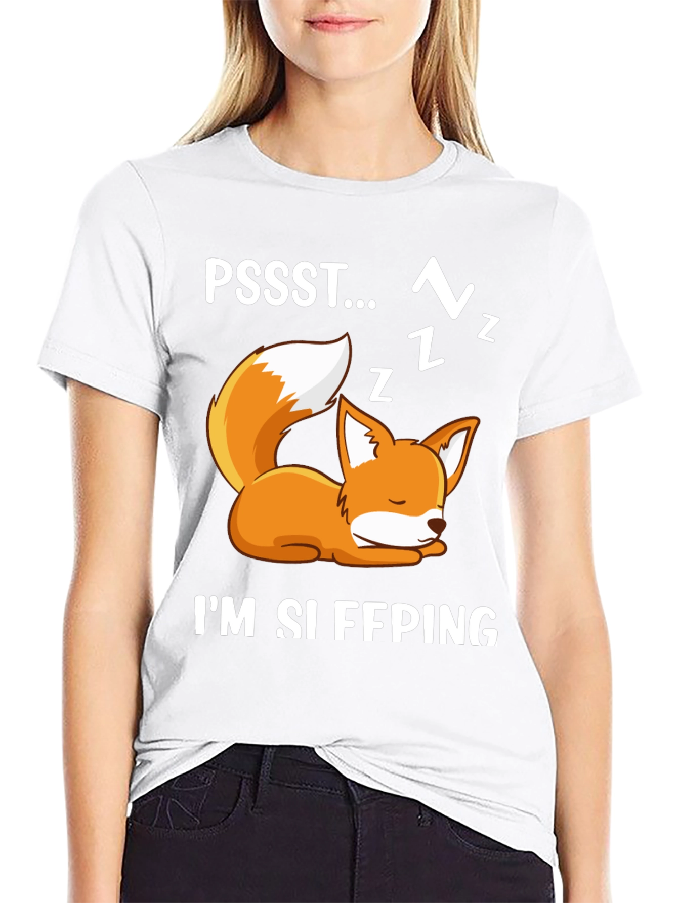 Cute Fox Sleeping Graphic T-Shirt - 9