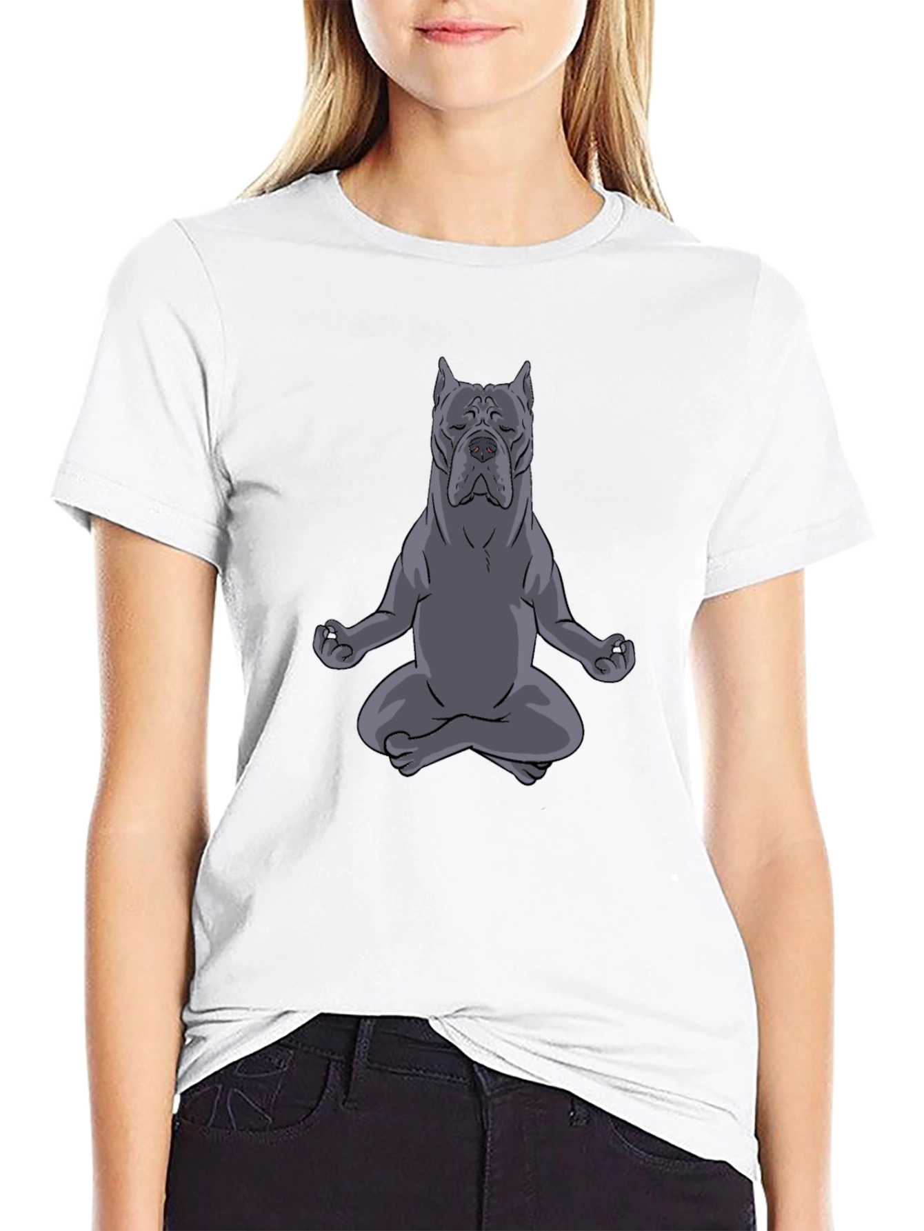 Black Zen Dog T-Shirt - Meditating Canine Graphic Tee view 9