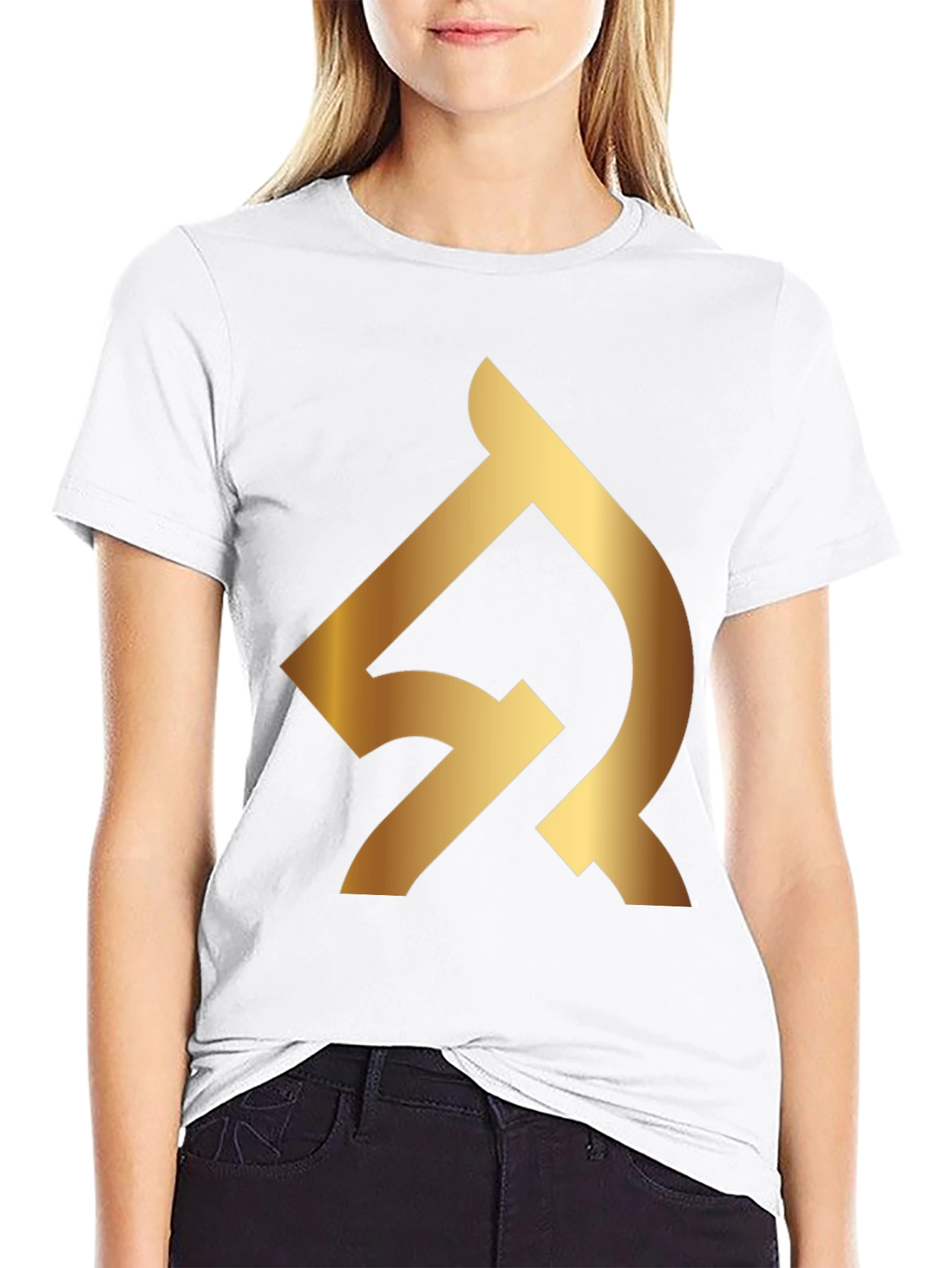 Black Black T-Shirt with Gold Abstract Logo view 9