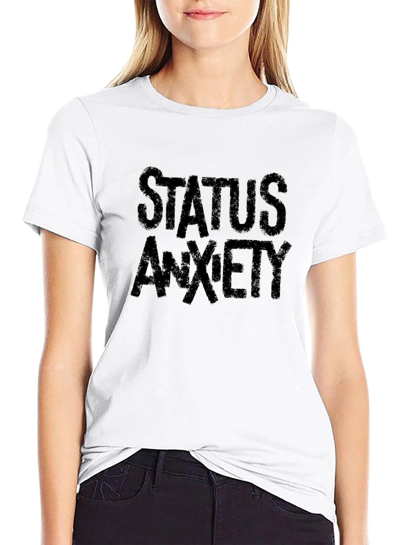 Black Status Anxiety Black Graphic T-Shirt view 9