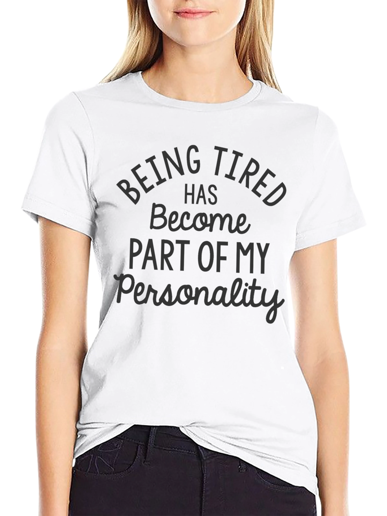 Black Being Tired Personality Black Graphic Tee view 9