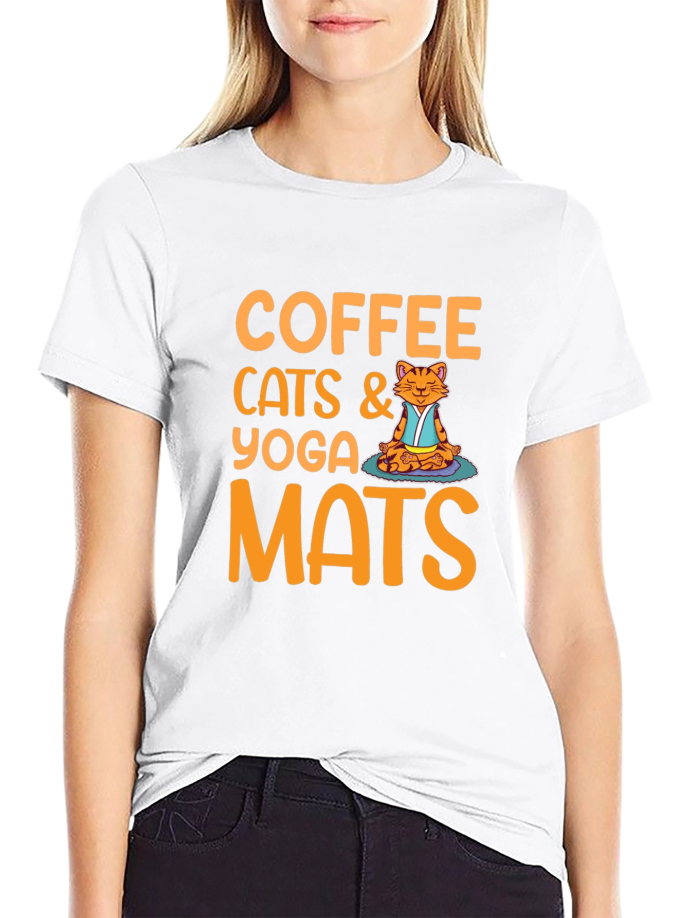 Black Coffee Cats Yoga Mats Graphic T-Shirt view 9