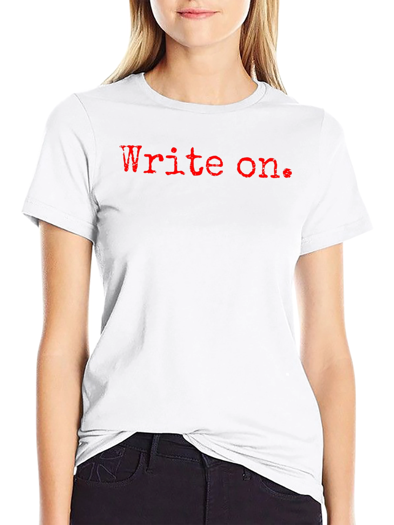 Black Write On T-Shirt - Red Vintage Typewriter Text Design view 9