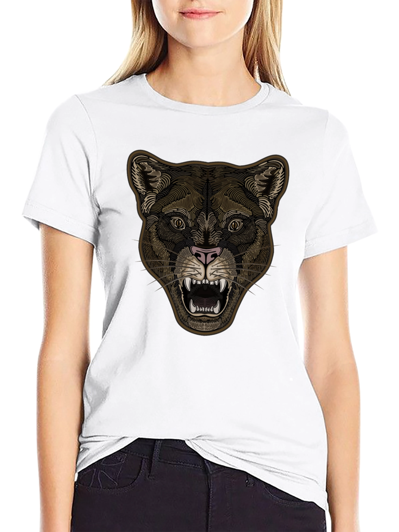 Black Lion Head Graphic Tee - Stylish Black T-Shirt for Men view 9