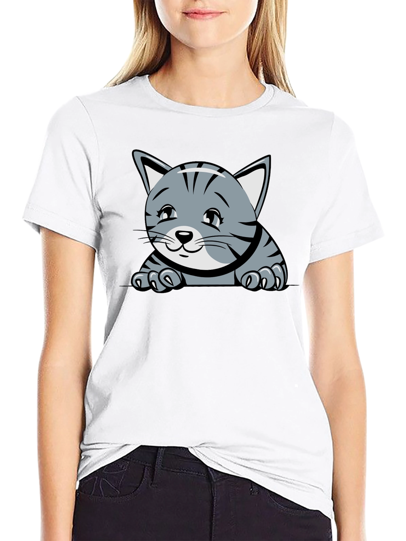 Black Cute Kitten Graphic T-Shirt view 9