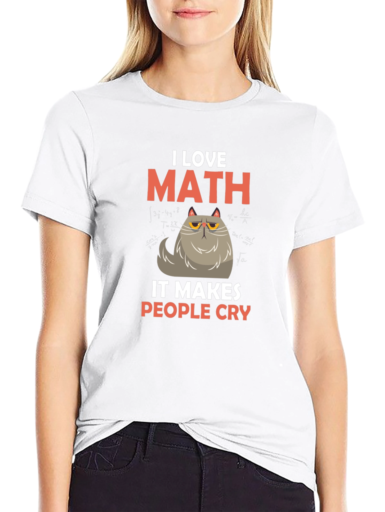 Black I Love Math Cat T-Shirt - Makes People Cry view 9