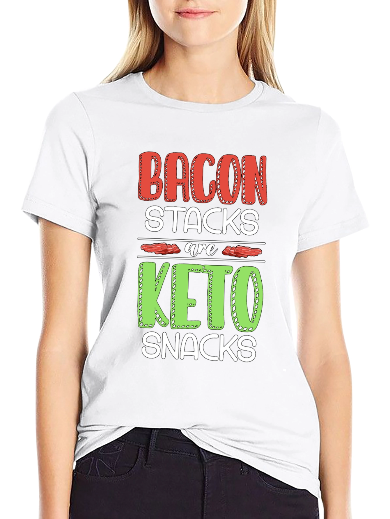 Black Bacon Keto Diet Black T-Shirt view 9