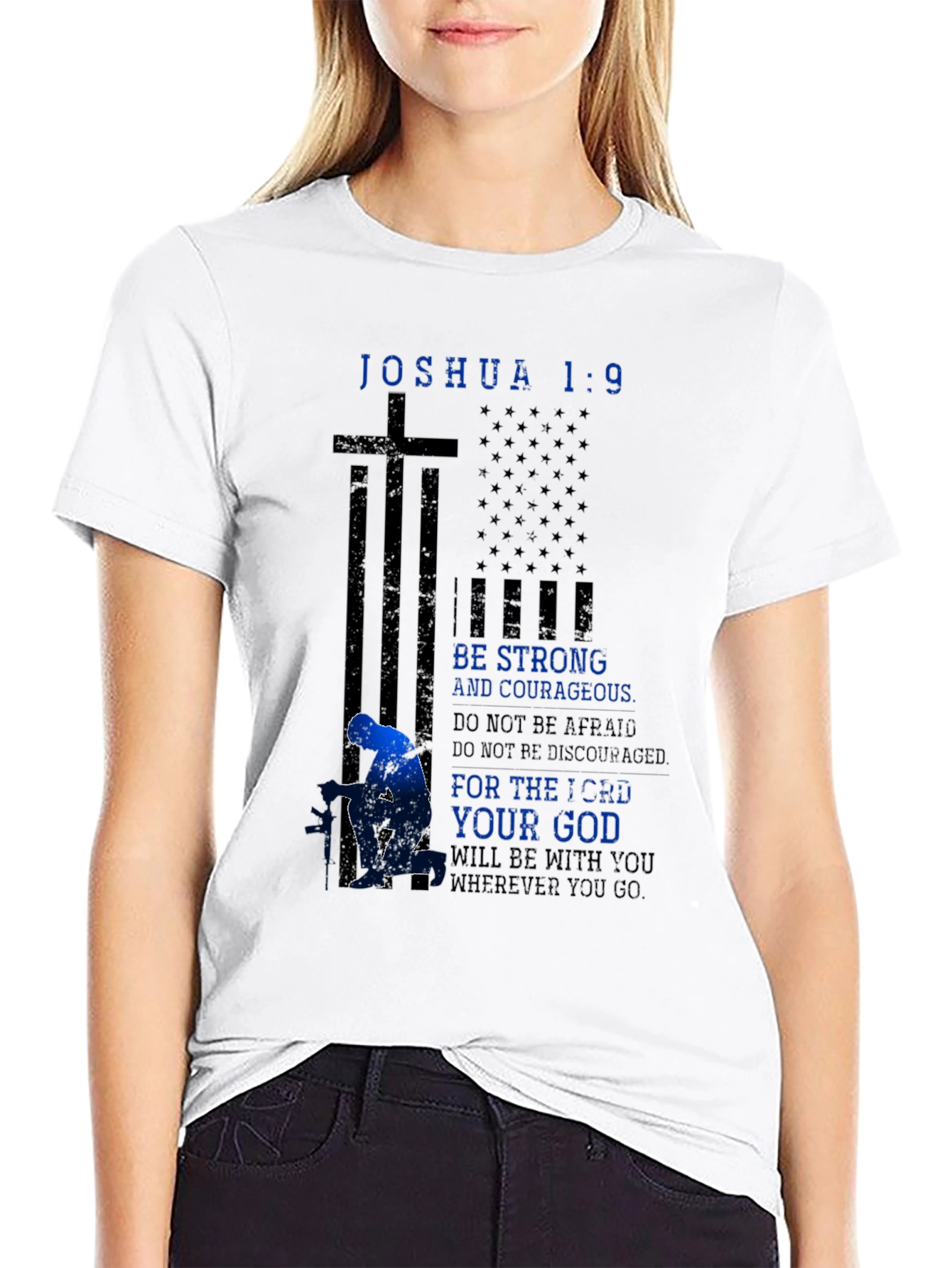 Black Joshua 1:9 Patriotic Graphic Tee view 9