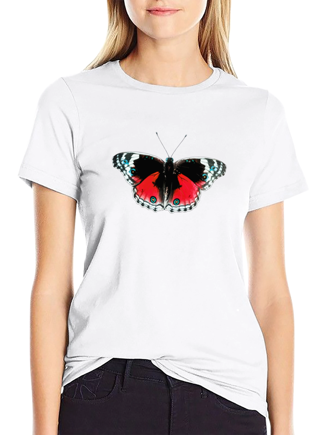 Black Butterfly Graphic Black T-Shirt view 9