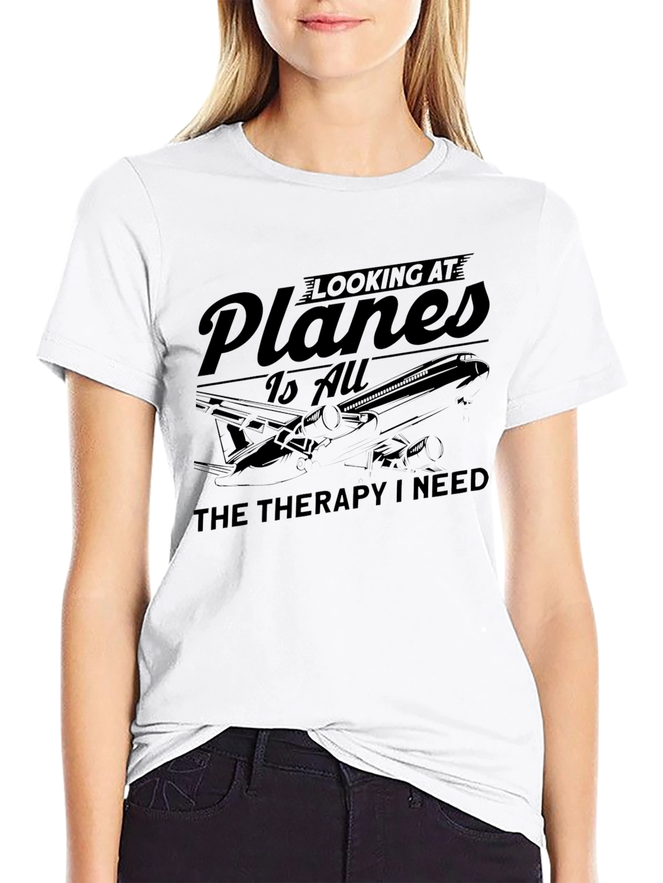 Black Plane Therapy T-Shirt: Aviation Lover Gift view 9