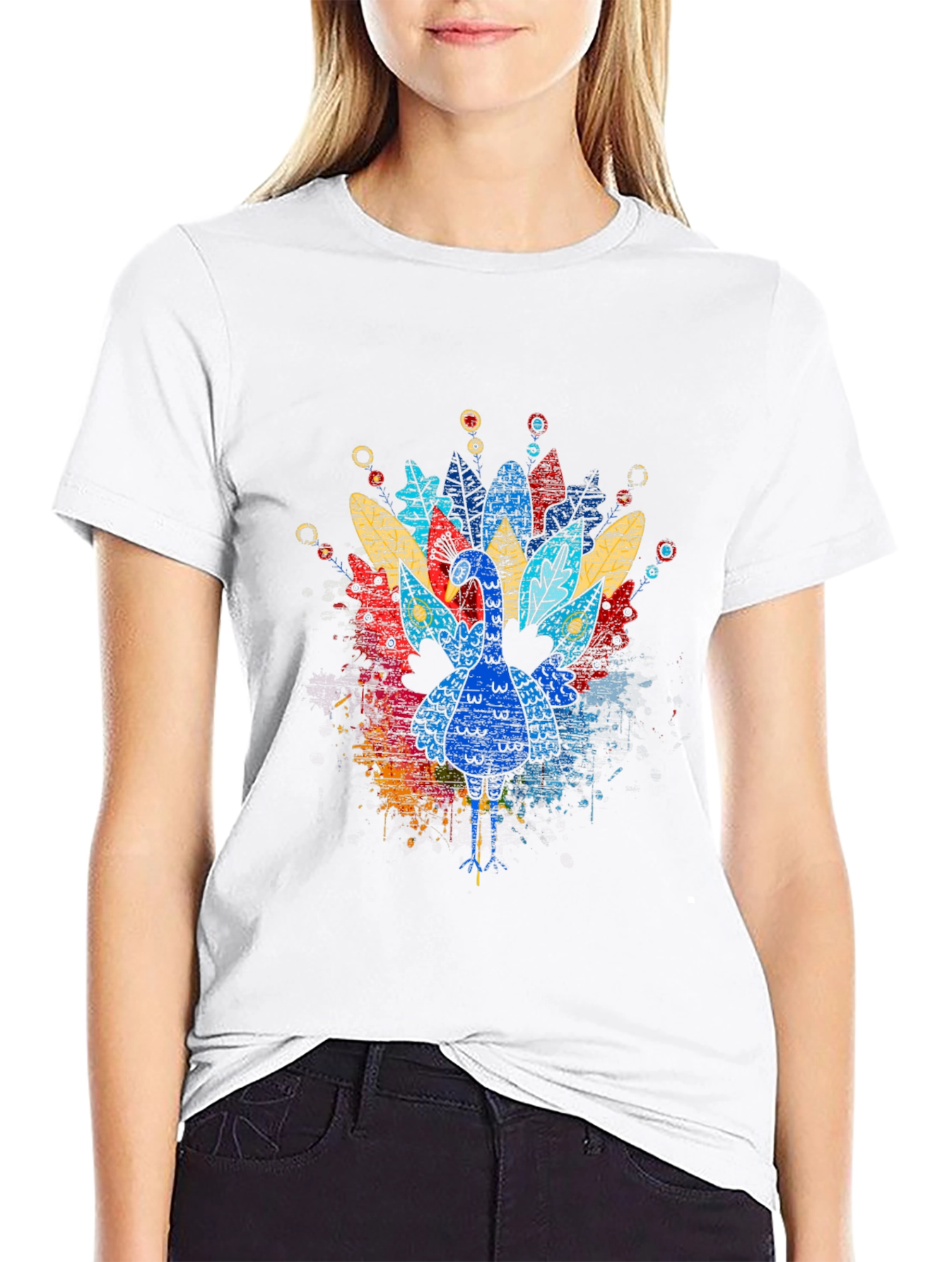 Black Thanksgiving Turkey Graphic Tee - Colorful Festive Shirt view 9