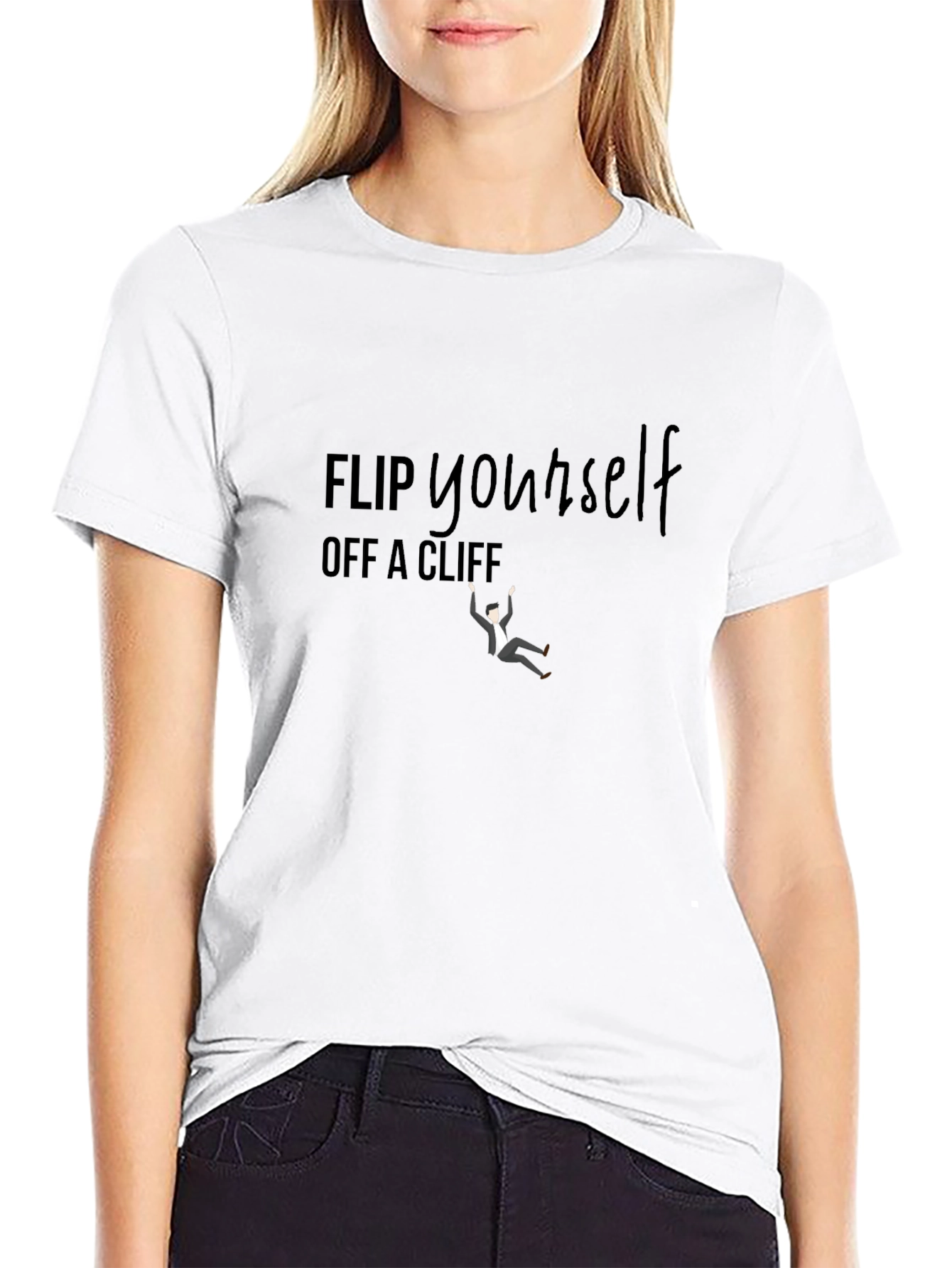 Black Flip Yourself Off a Cliff Black T-Shirt view 9