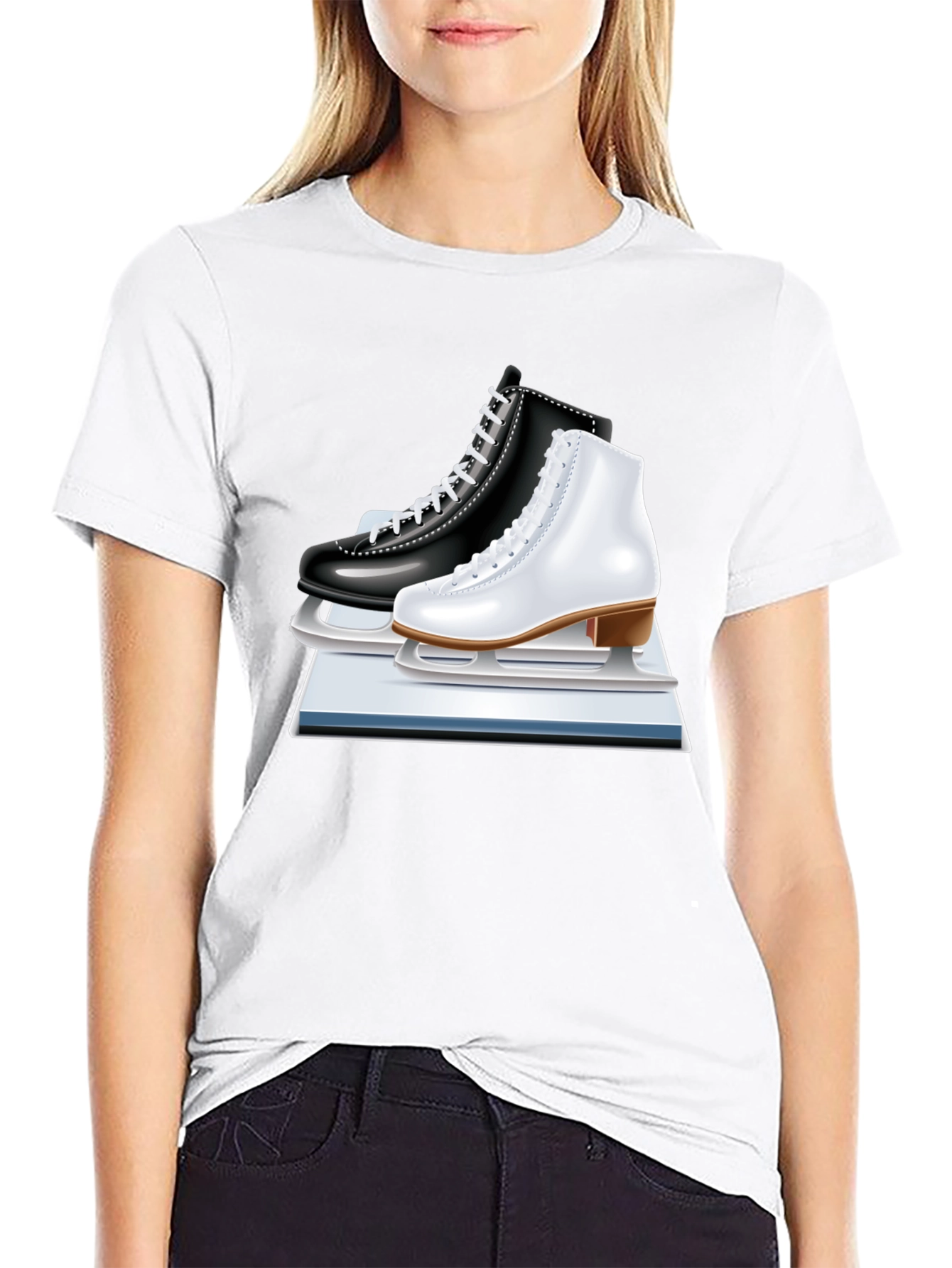 Black Ice Skating Tee - Figure Skates Graphic Shirt view 9