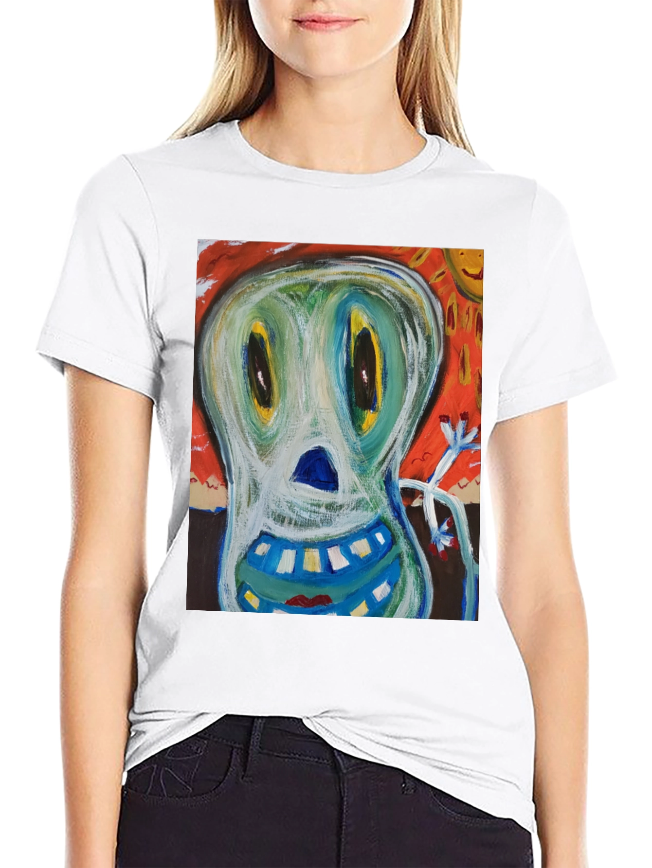 Black Abstract Art Graphic Tee - Quirky Style view 9