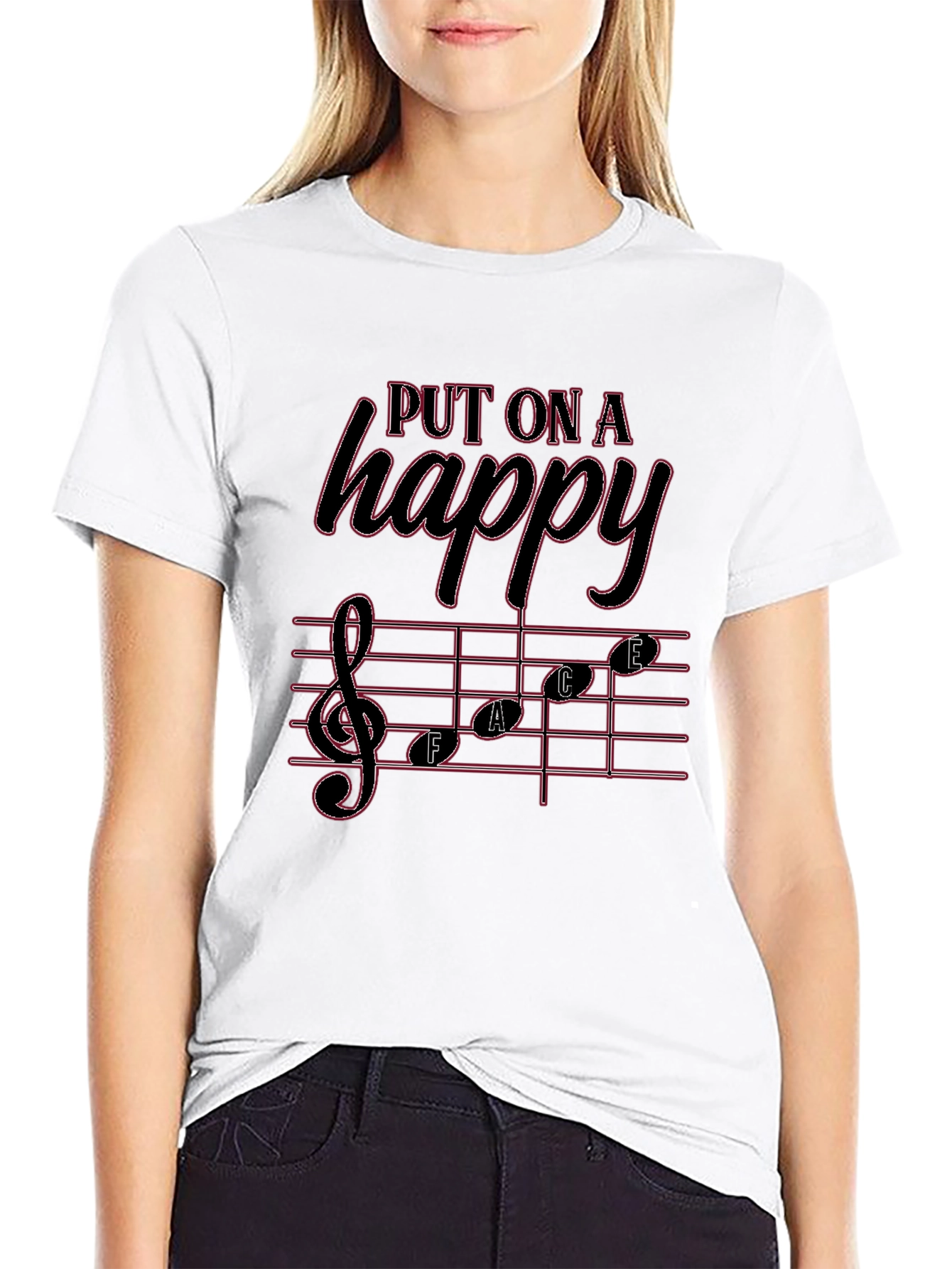 Black Put On A Happy Face T-Shirt view 9