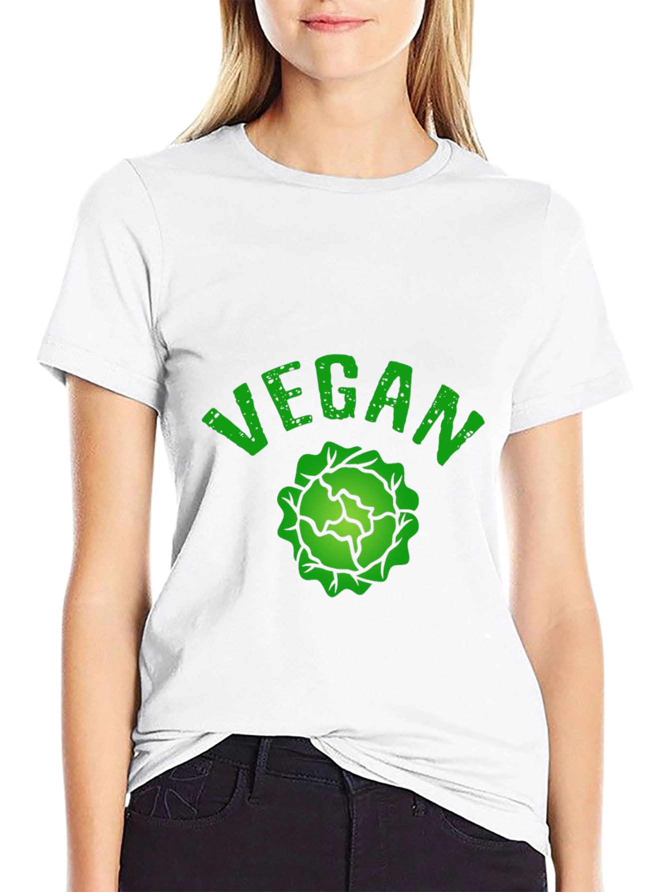 Black Vegan Cabbage Graphic T-Shirt - Black view 9