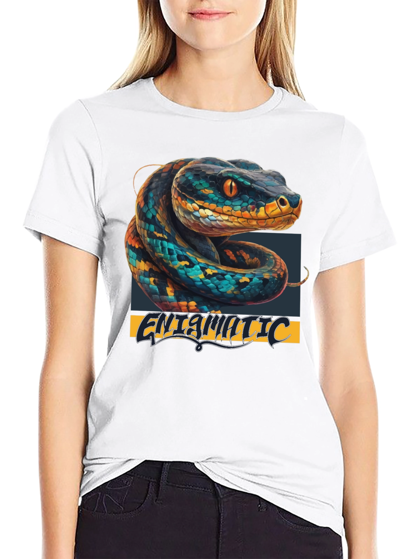 Black Snake Graphic T-Shirt - Cool Animal Print Tee view 9