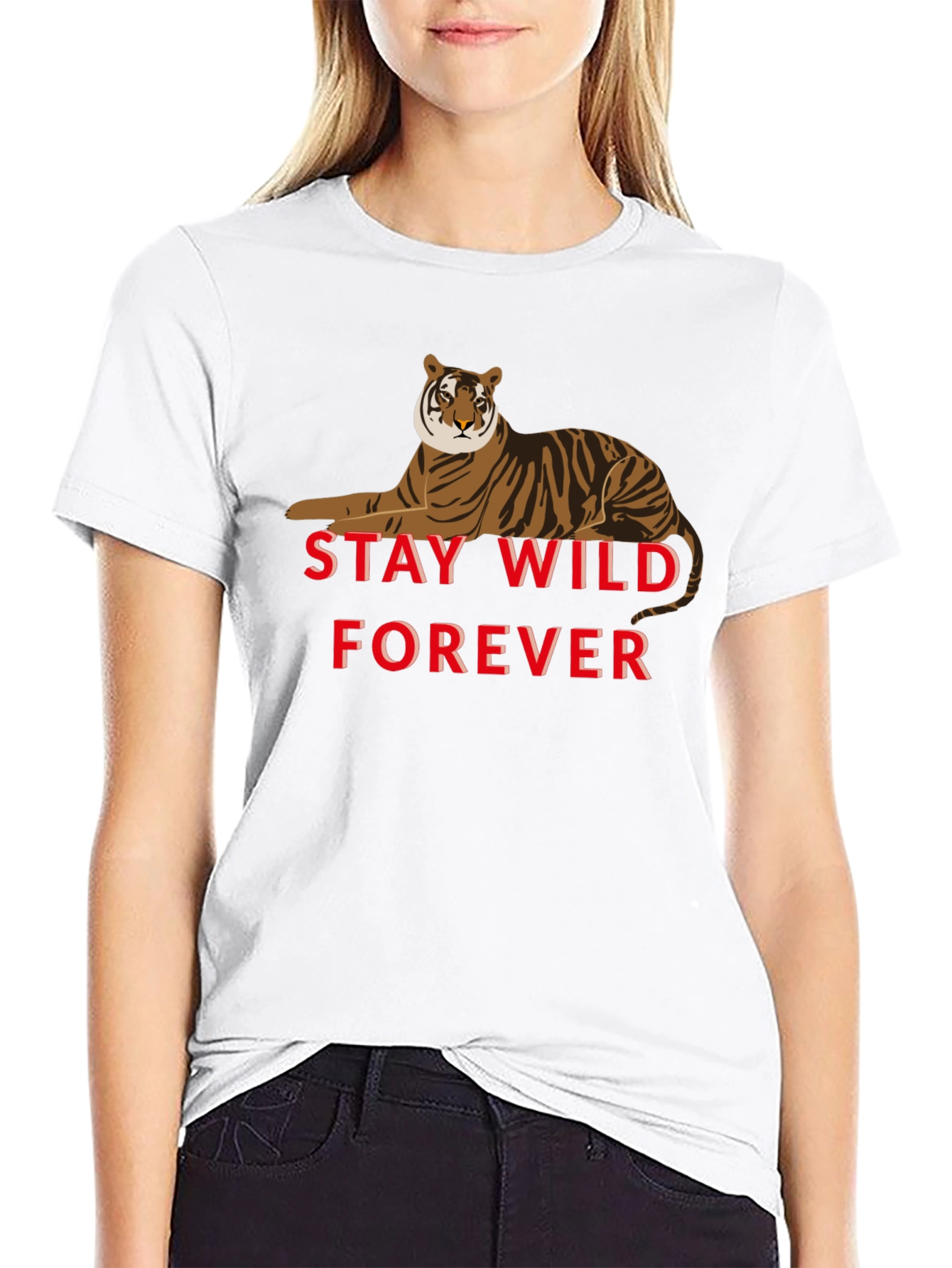 Black Stay Wild Forever Tiger Graphic T-Shirt view 9