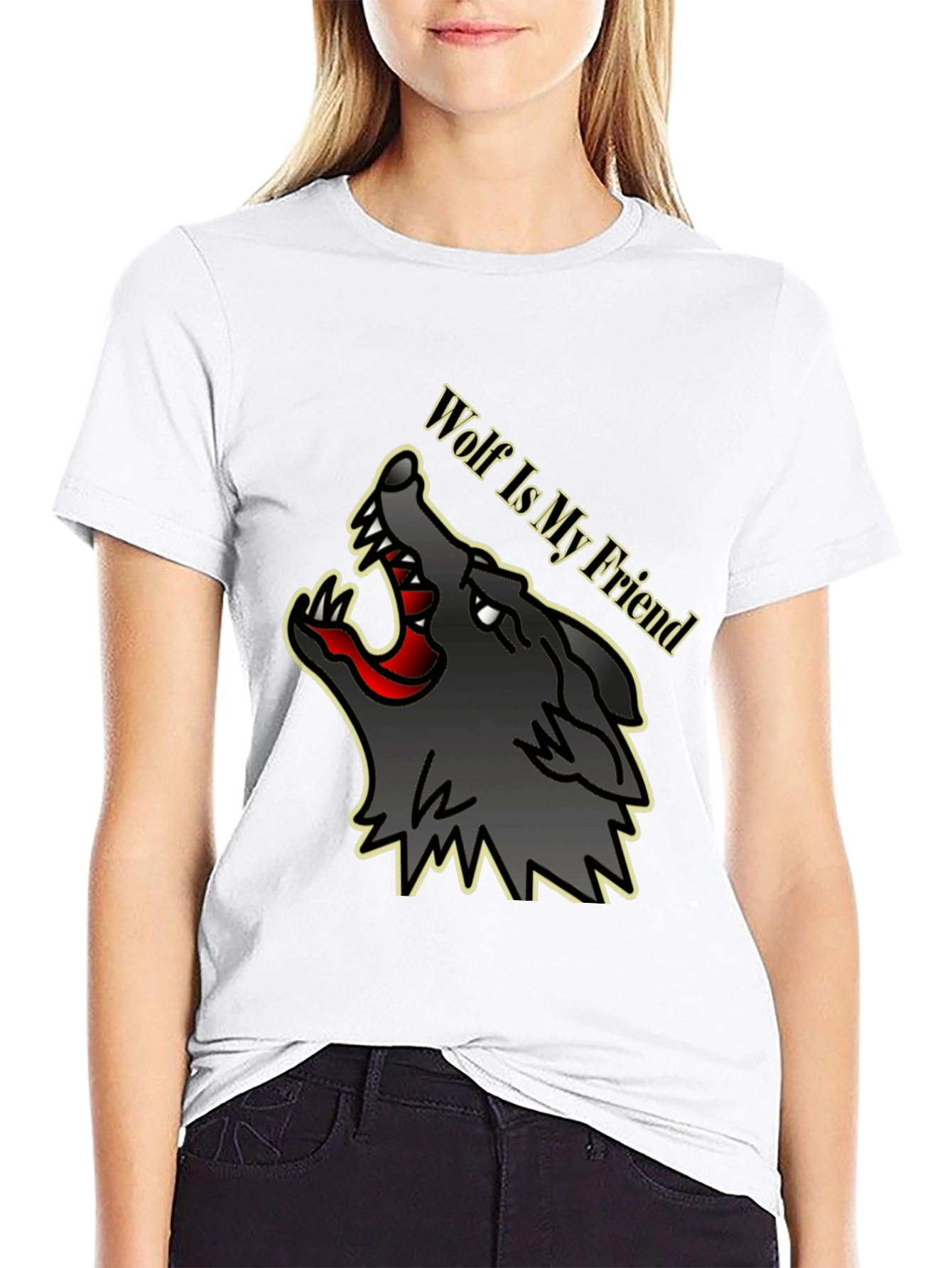 Black Wolf Is My Friend Graphic Tee - Black view 9