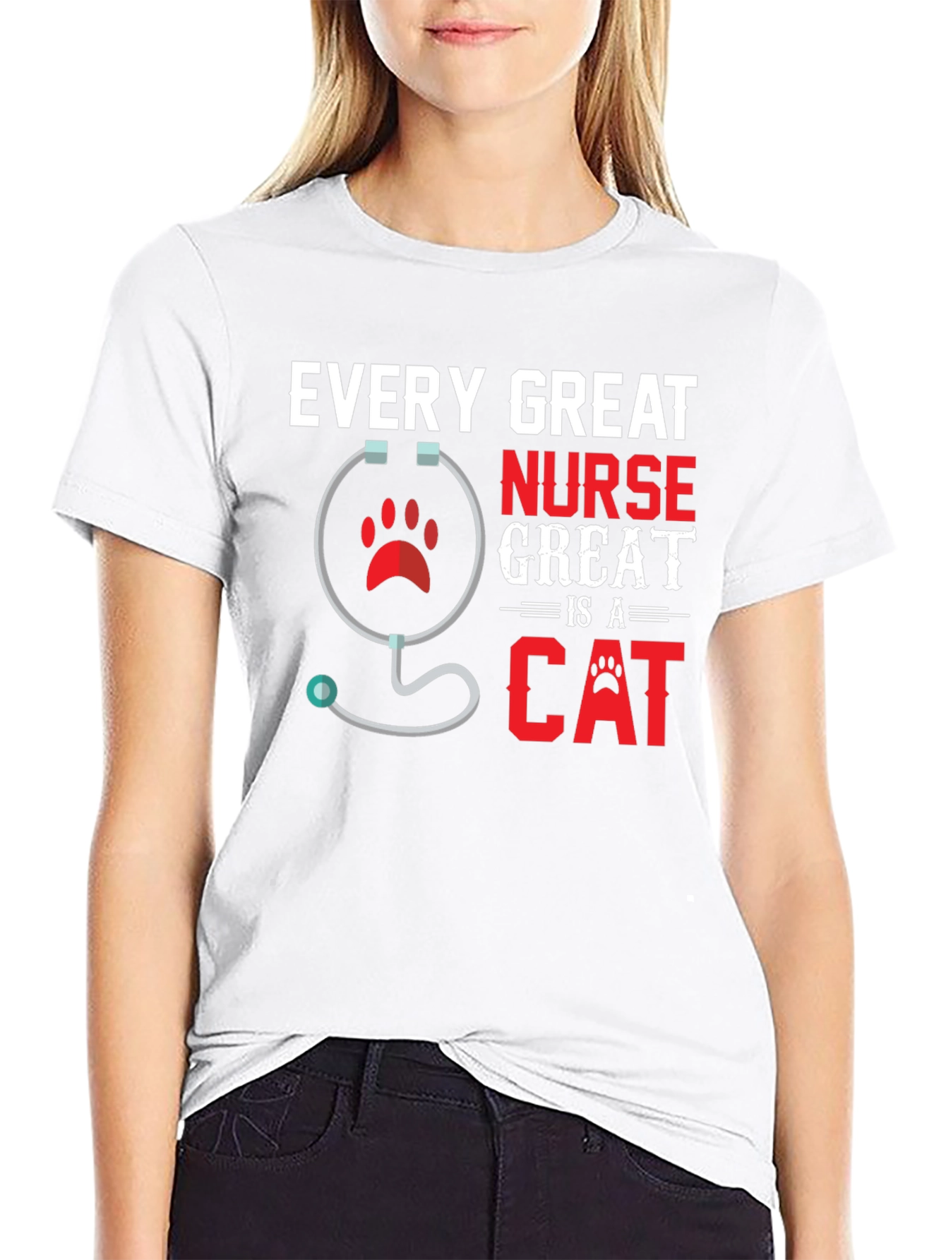 Black Every Great Nurse Is a Cat T-Shirt view 9