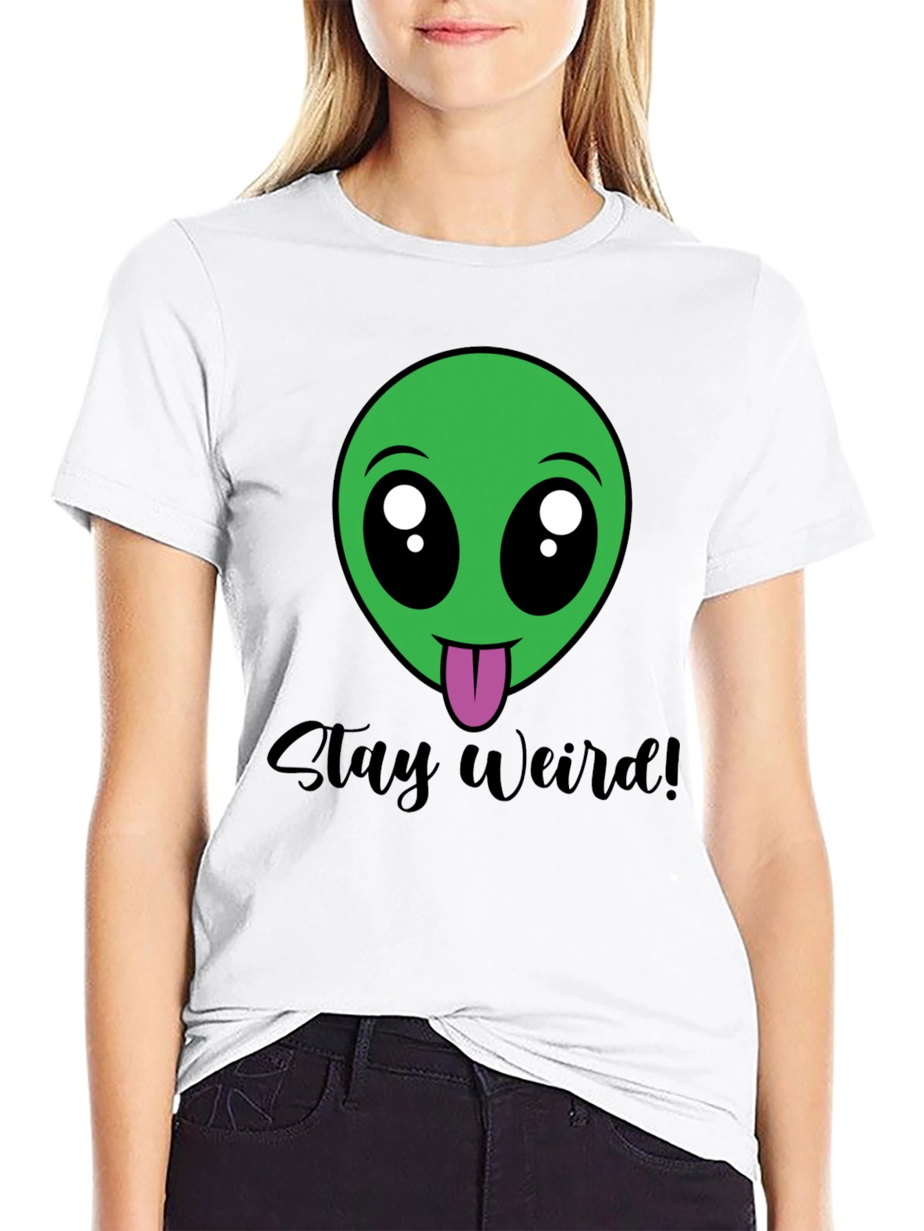 Black Stay Weird Alien Tee - Black view 9