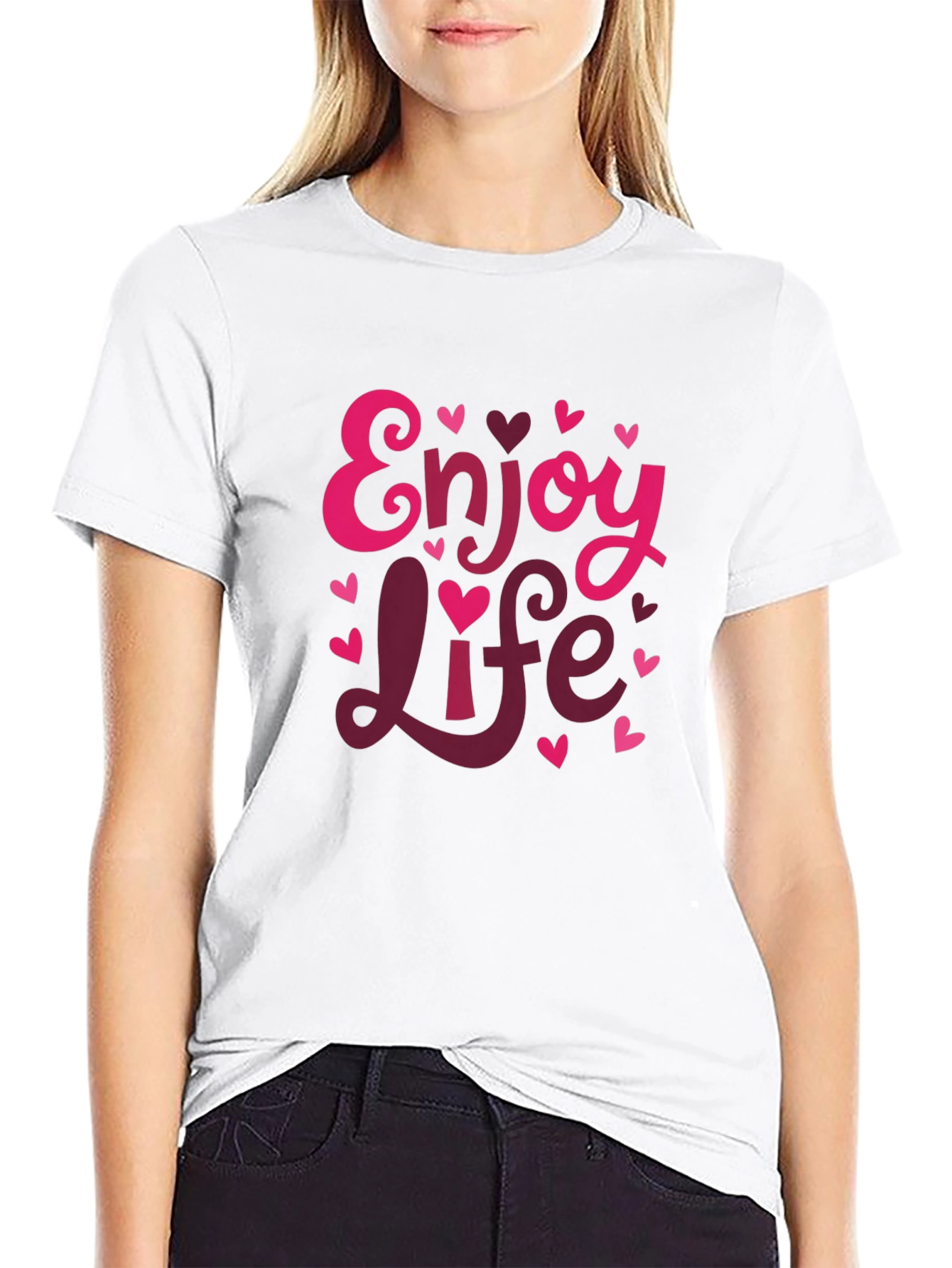 Black Enjoy Life Valentine's Day Graphic Tee view 9