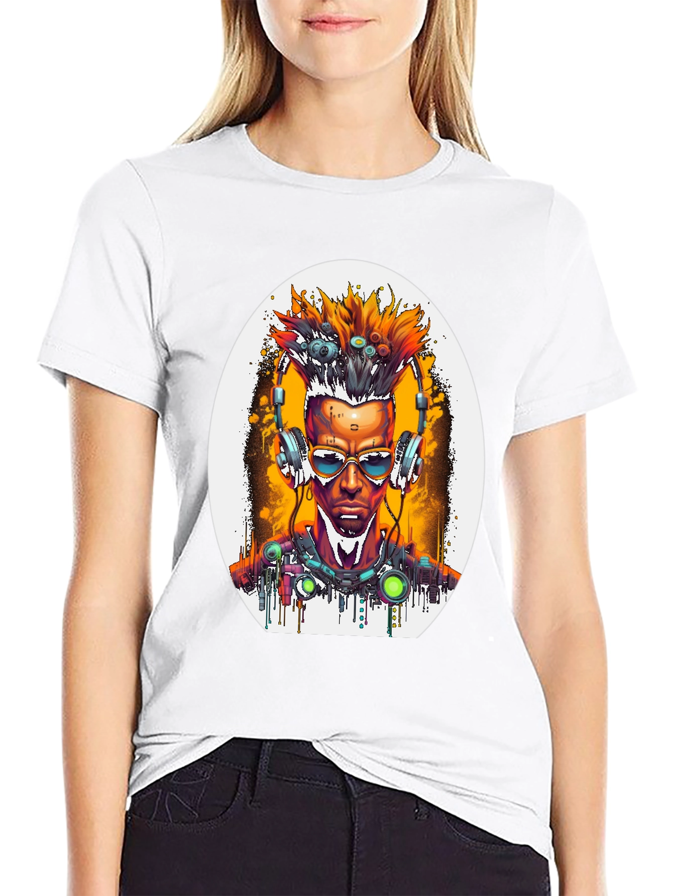 Black Cyberpunk Art T-Shirt view 9