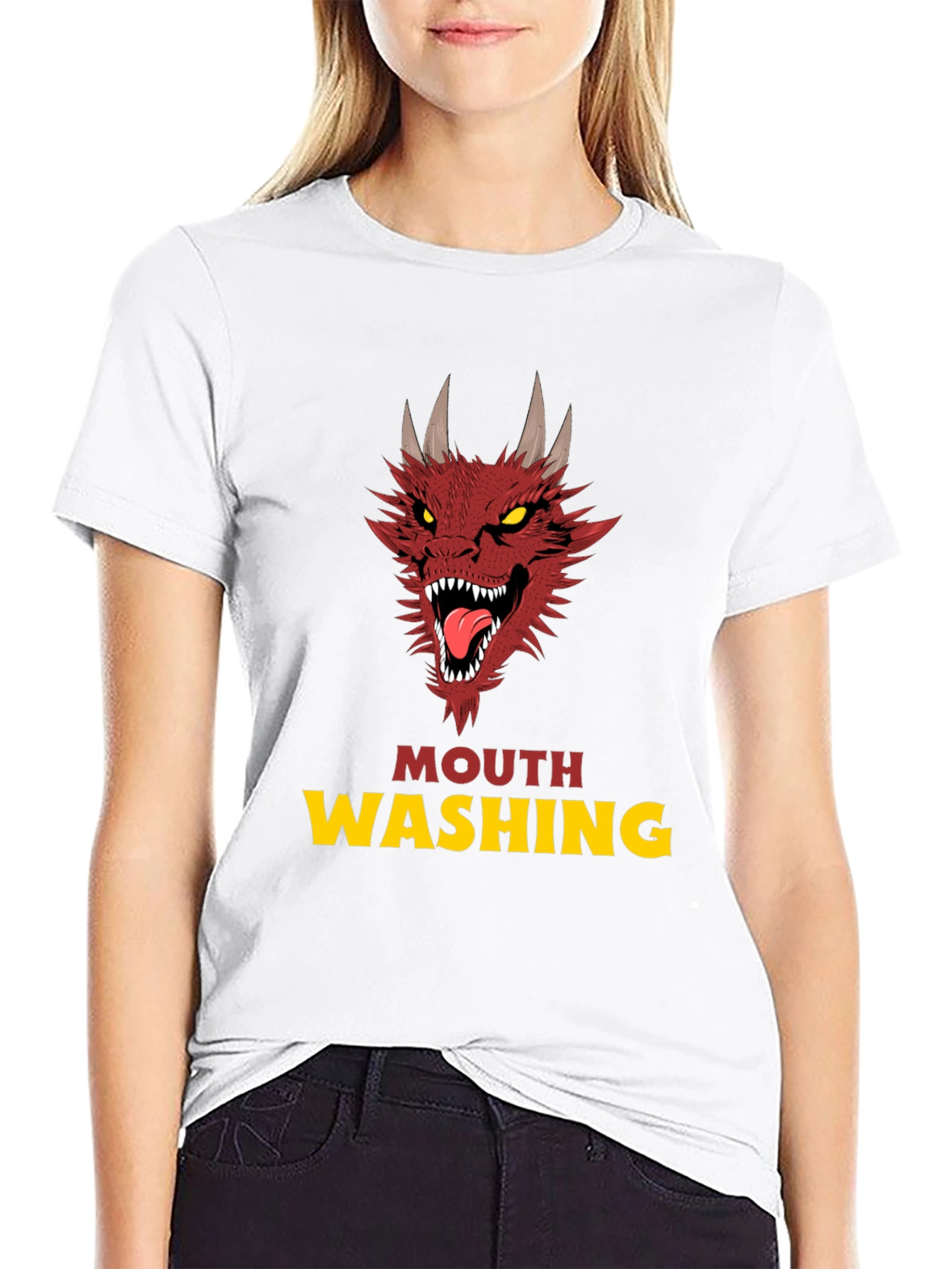Black Mouth Washing Dragon Graphic T-Shirt - Black view 9