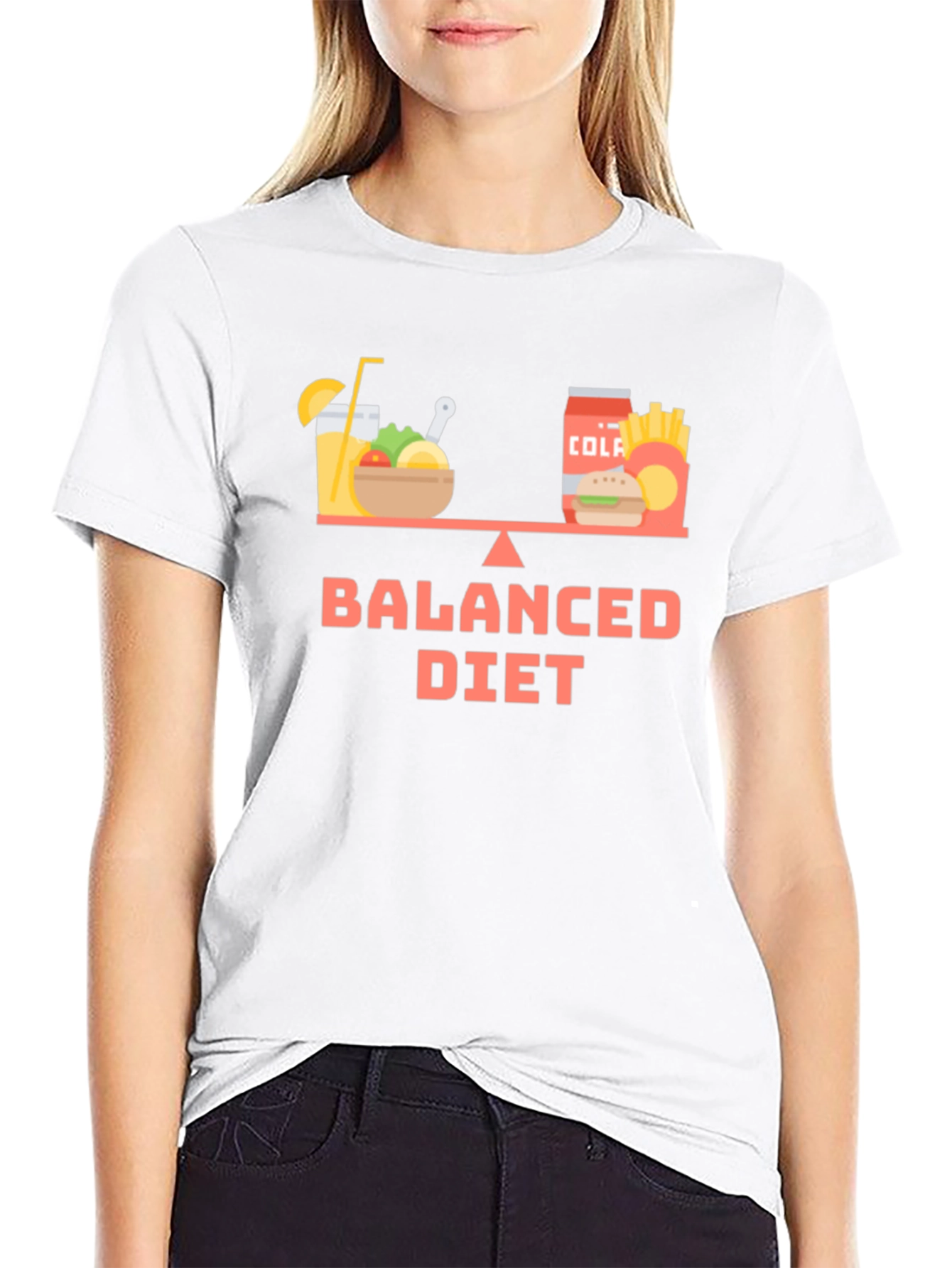 Black Balanced Diet T-Shirt - Funny Foodie Tee view 9