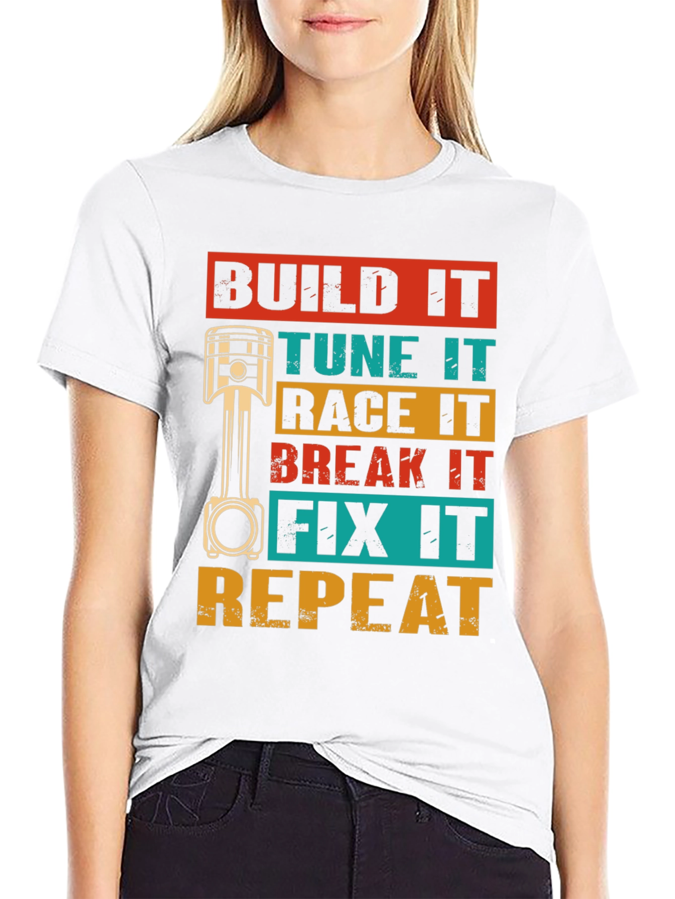 Black Build It, Tune It, Race It T-Shirt view 9