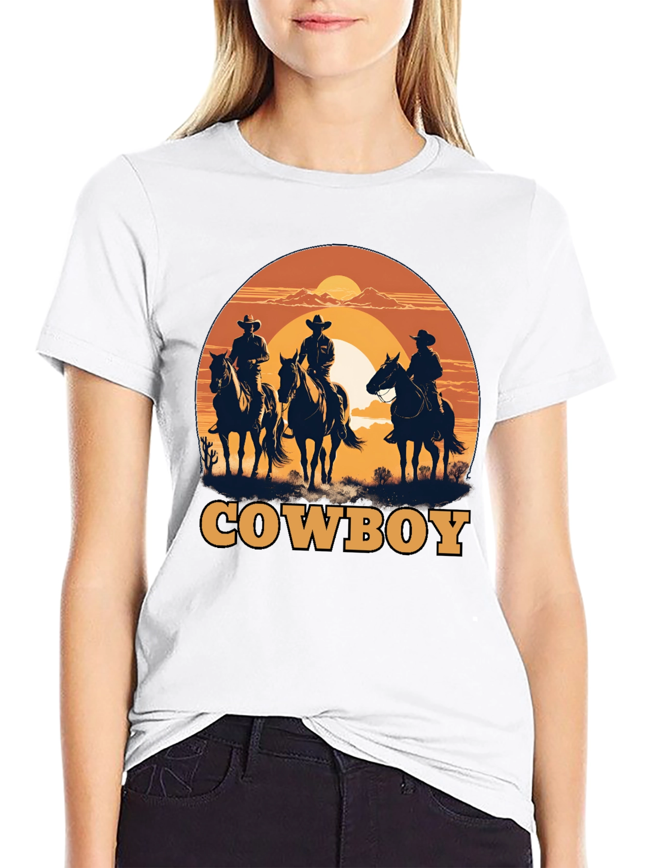 Black Cowboy Silhouette Graphic T-Shirt view 9