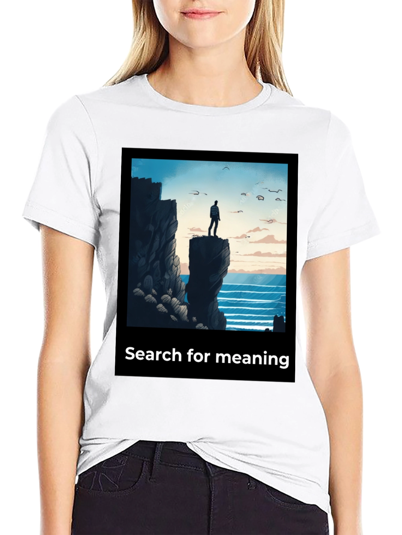 Black Search for Meaning Graphic T-Shirt view 9