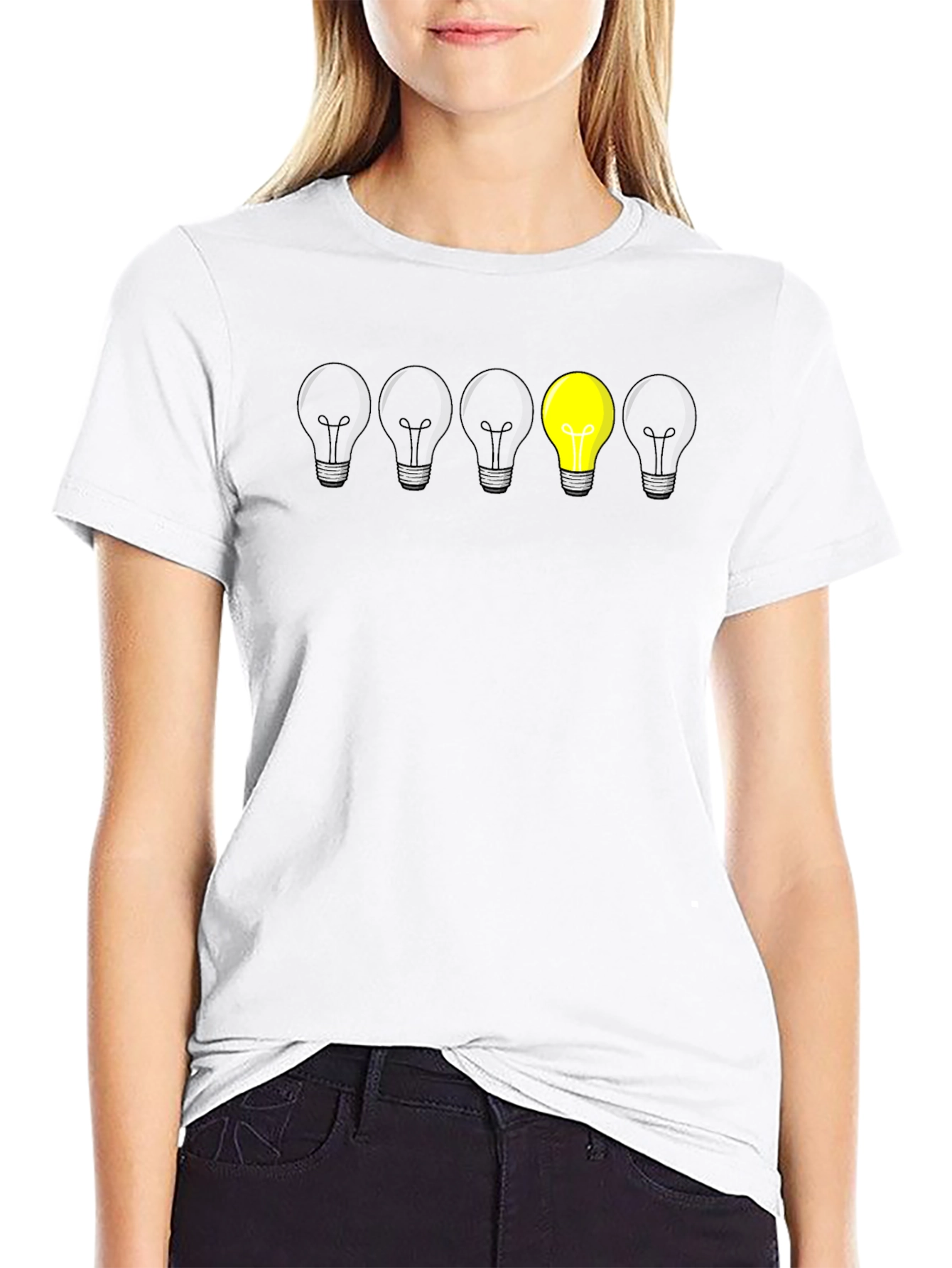 Black Unique Lightbulb Graphic Tee - Be Different! view 9