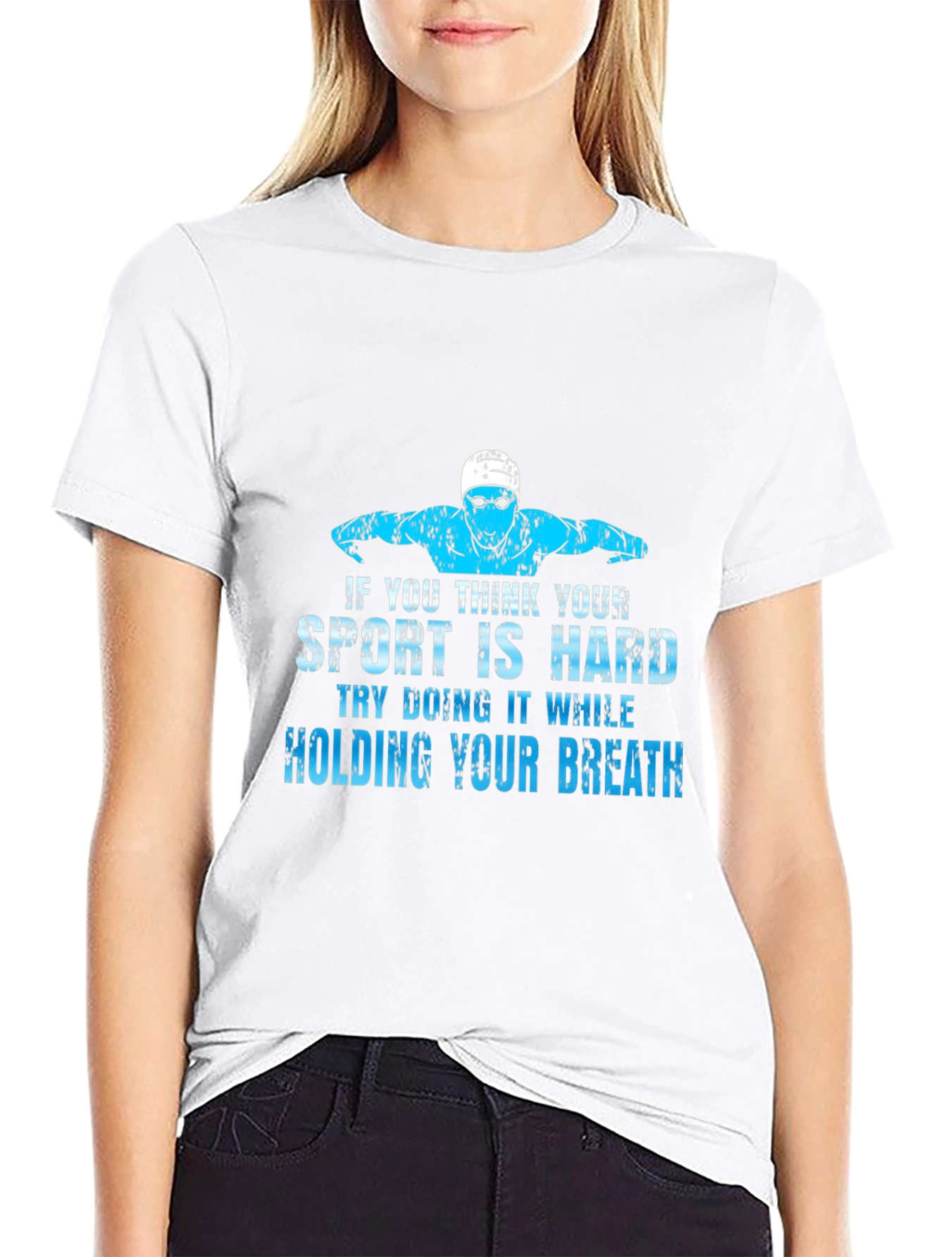Black Funny Swimming T-Shirt - Holding Your Breath Sport view 9