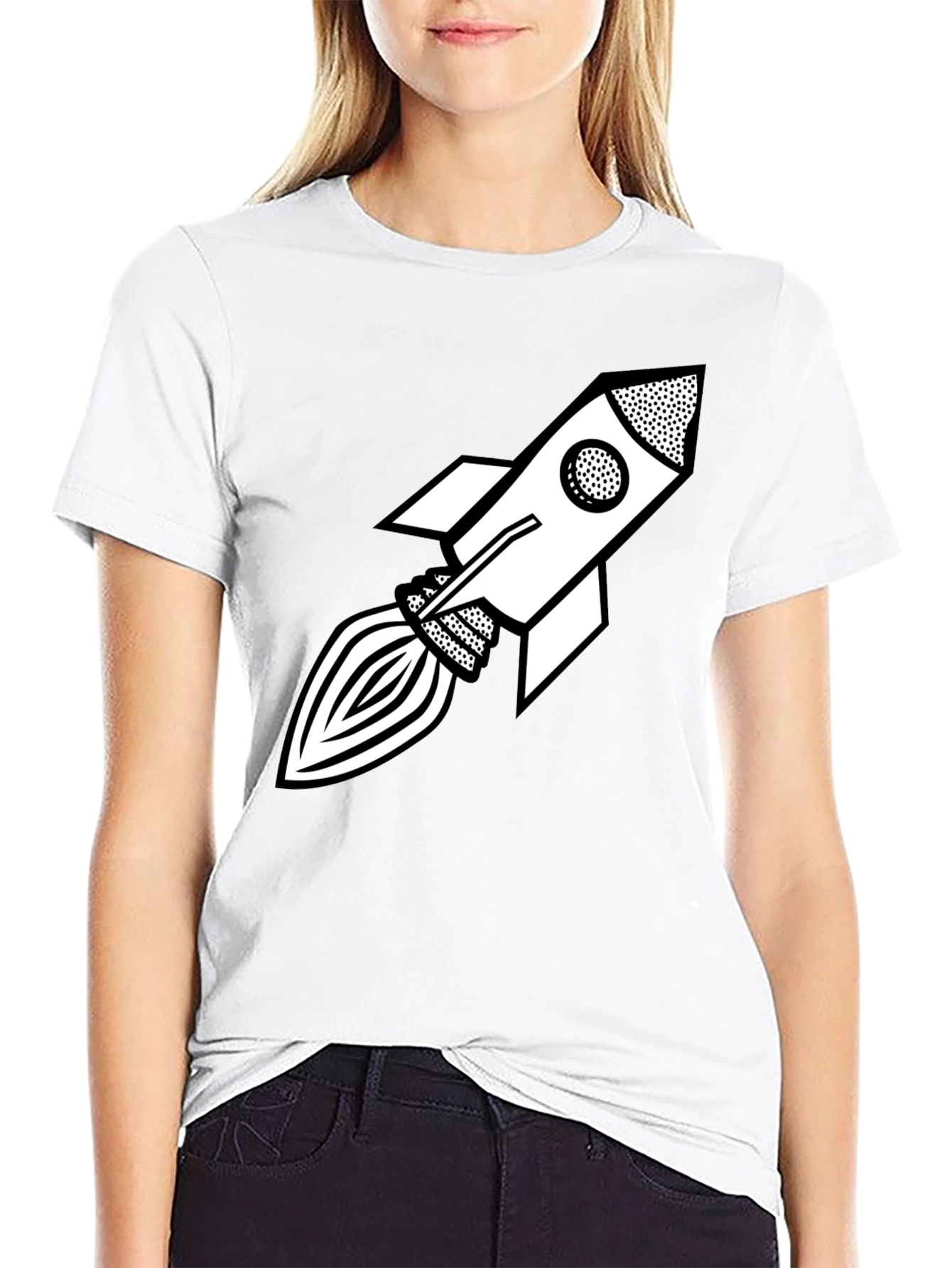 Black Retro Rocket Graphic Tee - Black view 9