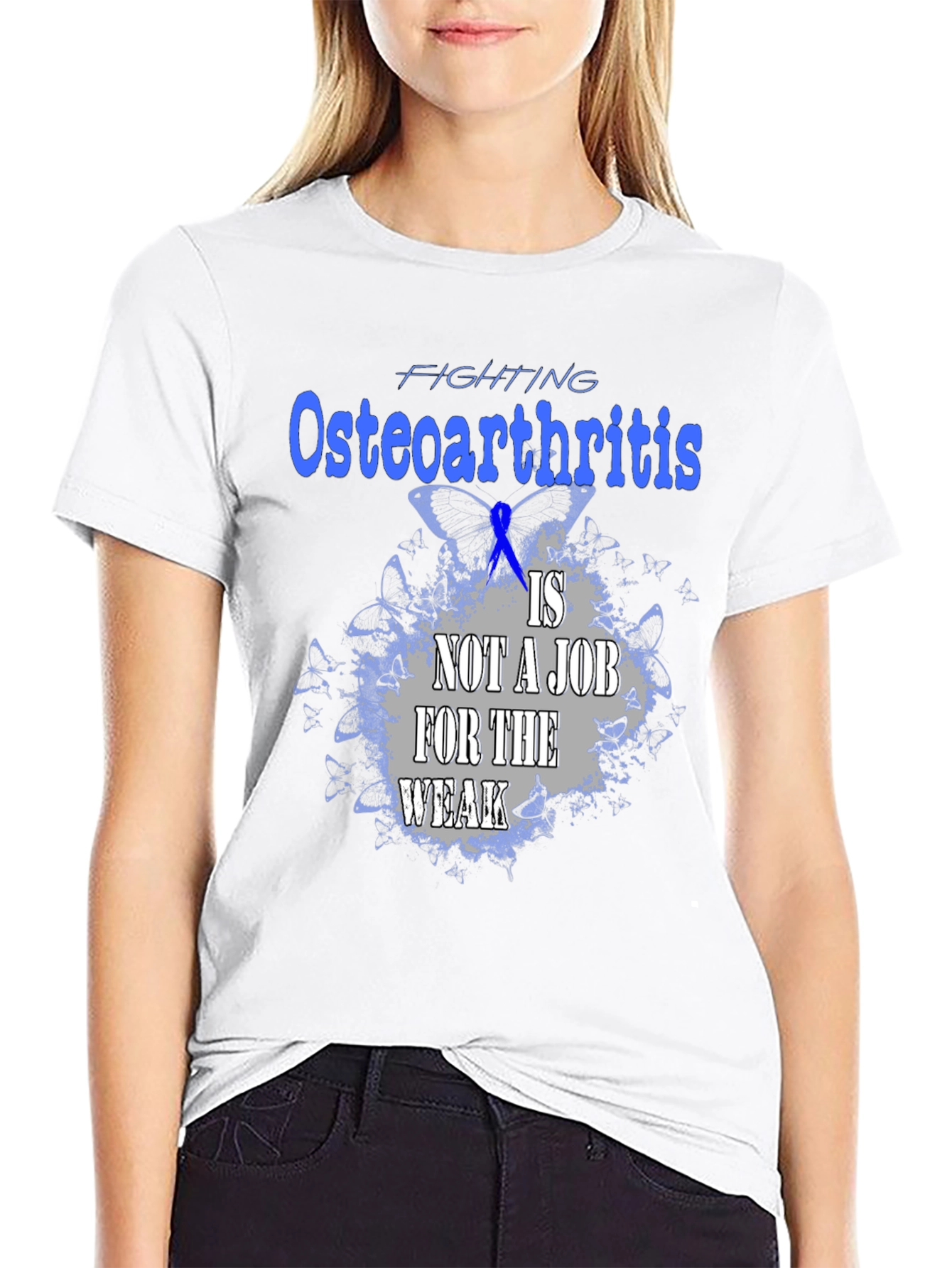 Black Osteoarthritis Awareness T-Shirt - Not A Job For The Weak Tee view 9